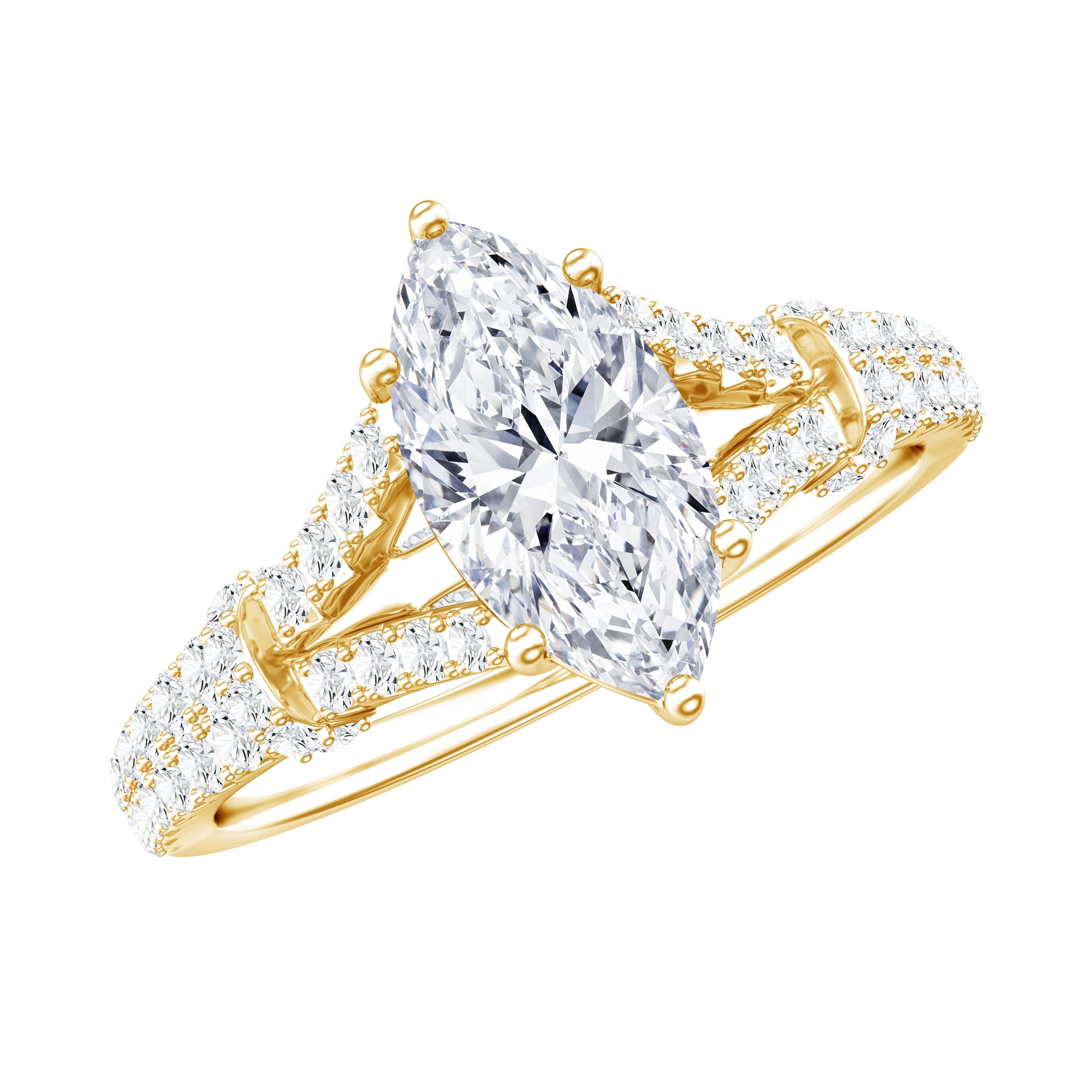 1 Carat Marquise Cut Lab Grown Diamond Split Shank Engagement Ring with IGI Certificate | Rings | Wiccan Center