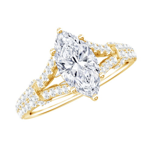 1 Carat Marquise Cut Lab Grown Diamond Split Shank Engagement Ring with IGI Certificate | Rings | Wiccan Center