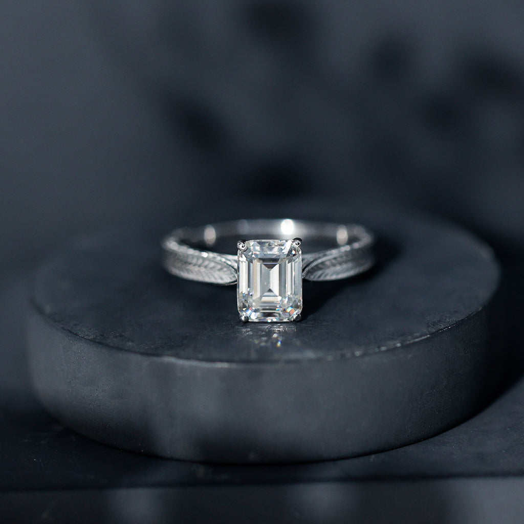 Ethically Sourced 3 Carat Lab Grown Diamond Emerald Cut Engagement Ring IGI Certified