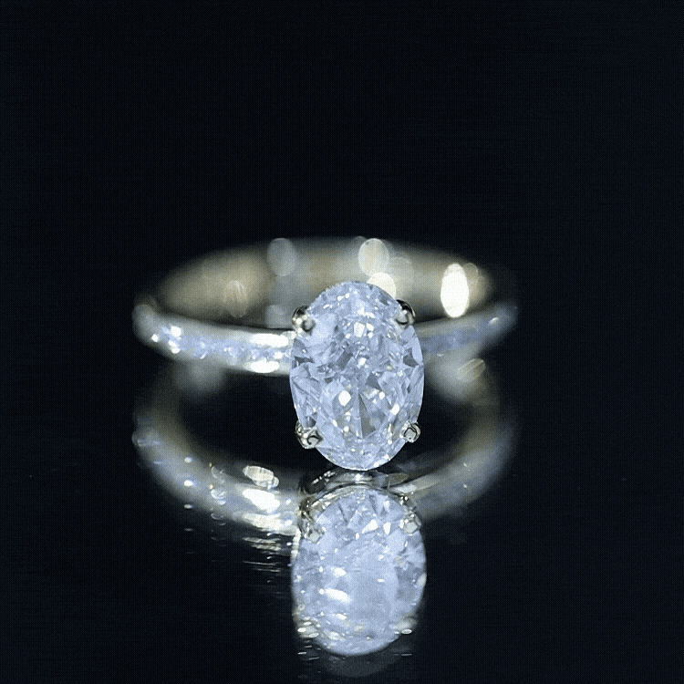 IGI Certified 2 Carat Lab Grown Diamond Oval Engagement Ring With Side Stones