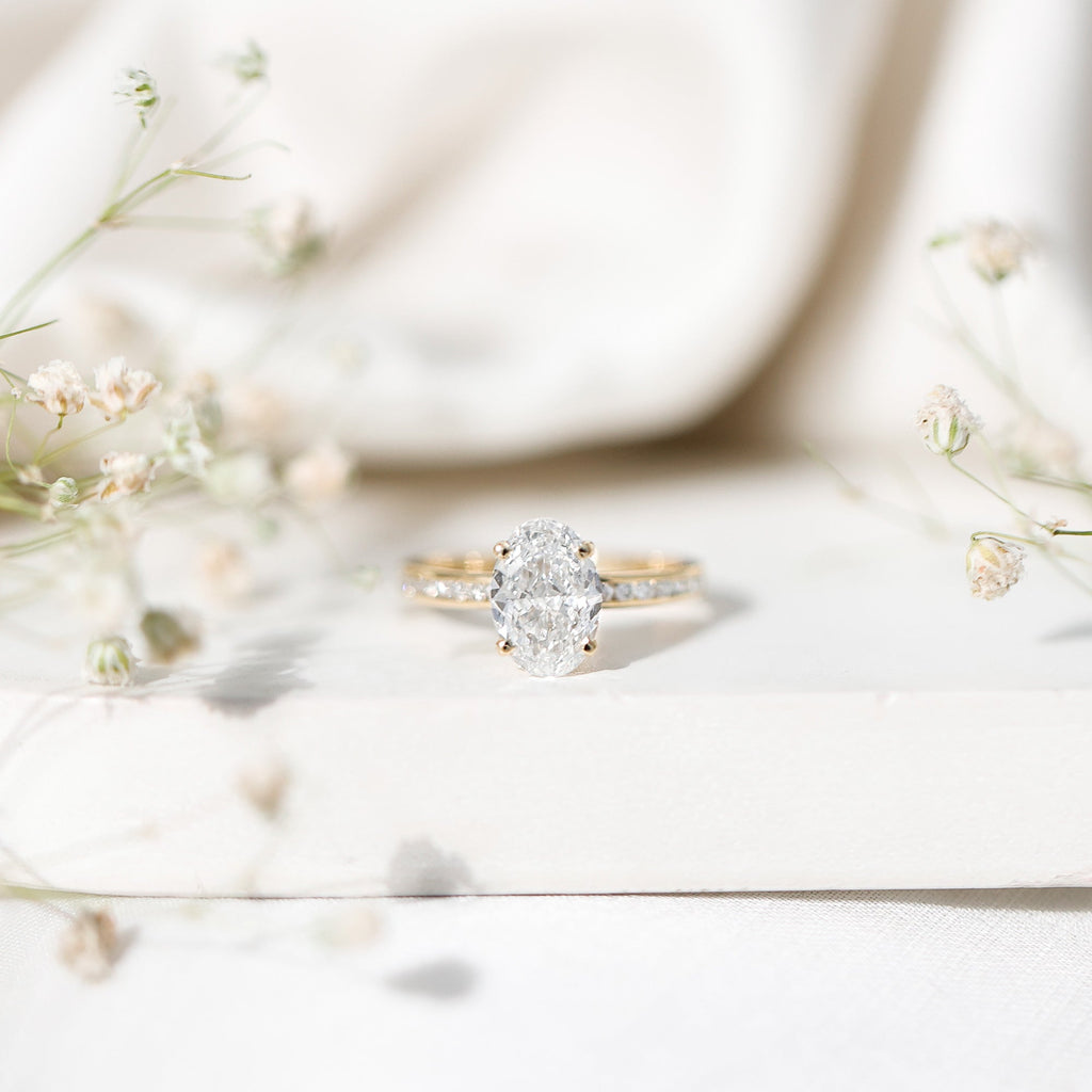 IGI Certified 2 Carat Lab Grown Diamond Oval Engagement Ring With Side Stones