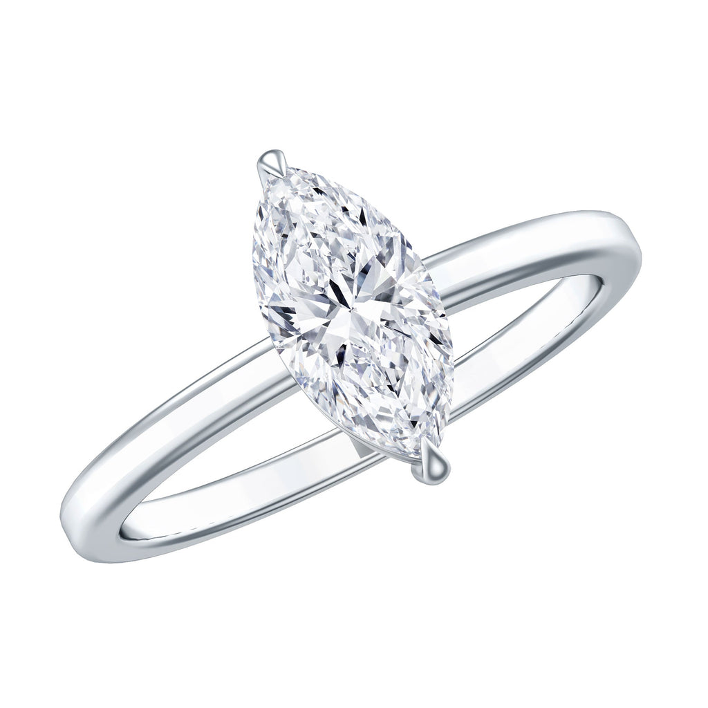 IGI Certified Lab Grown 1 Carat Diamond Marquise Engagement Ring Solitaire