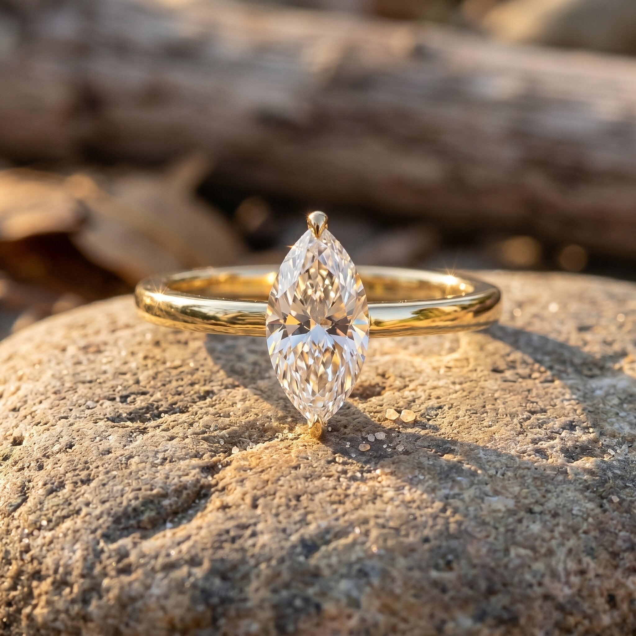 IGI Certified Lab Grown 1 Carat Diamond Marquise Engagement Ring Solitaire