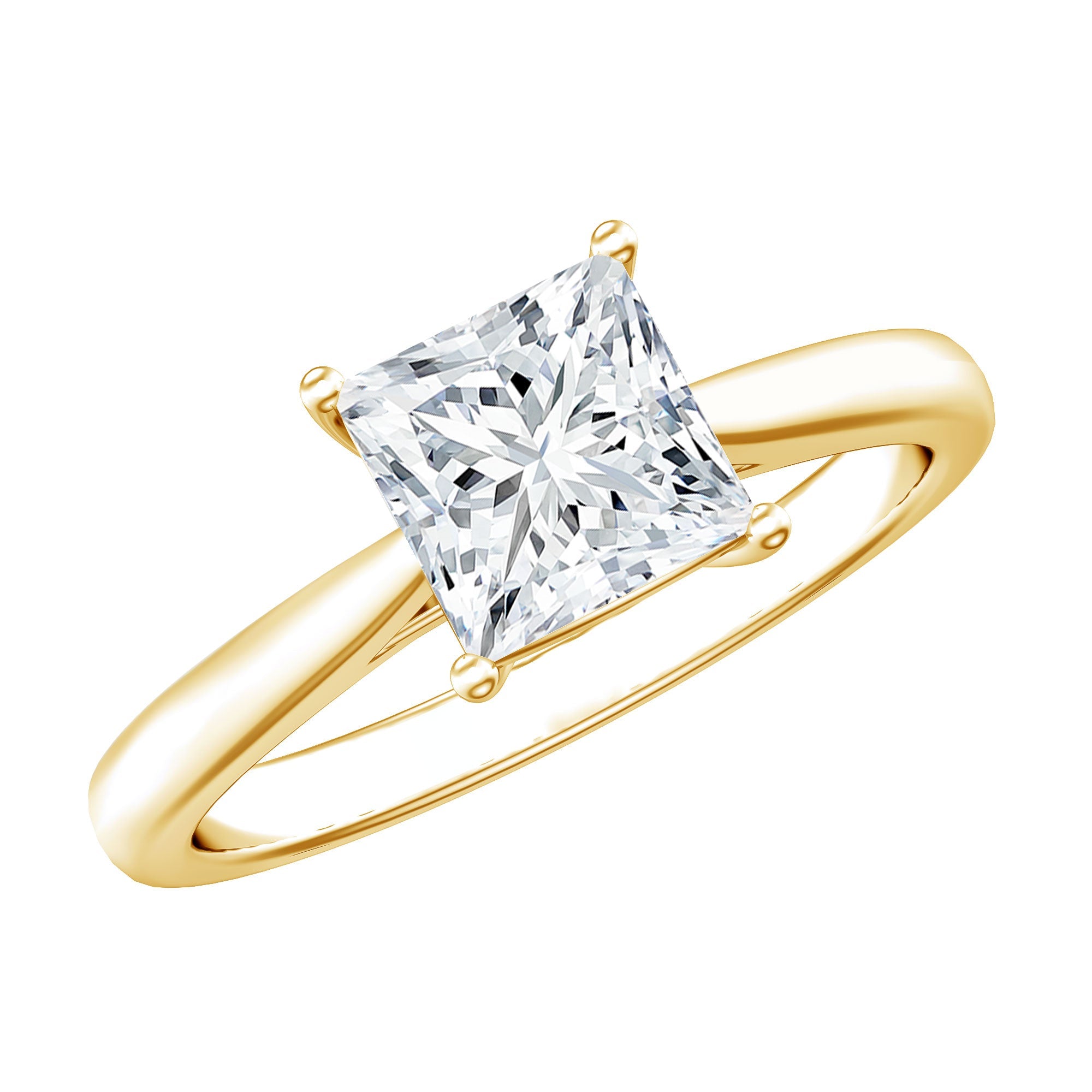 Solitaire 1 Carat Princess Cut Lab Grown Diamond Engagement Ring with IGI Certificate | Rings | Wiccan Center