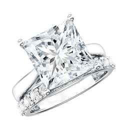 5 Carat Huge Lab Grown Diamond Princess Cut Engagement Ring Set with IGI Certificate | Rings | Wiccan Center
