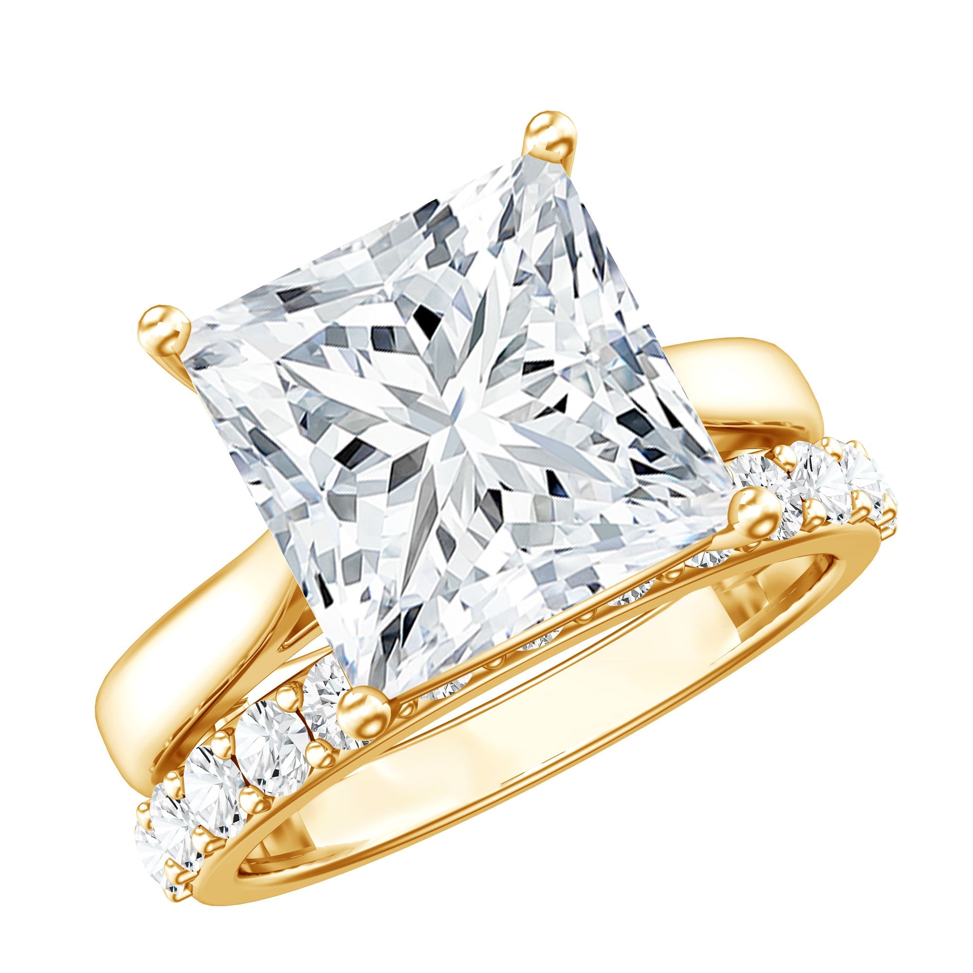 5 Carat Huge Lab Grown Diamond Princess Cut Engagement Ring Set with IGI Certificate | Rings | Wiccan Center