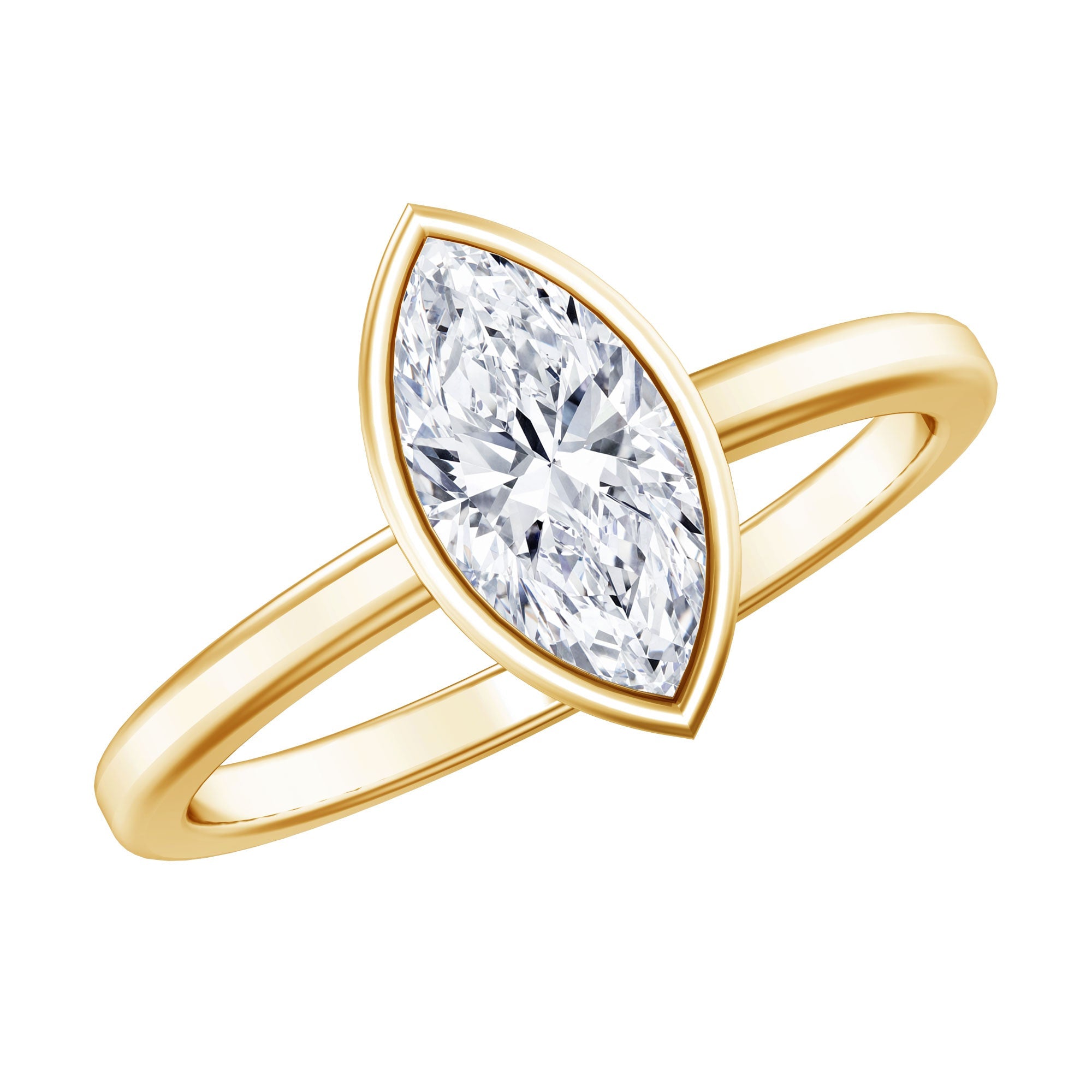 IGI Certified 1 Carat Marquise Lab Grown Diamond Engagement Ring in Bezel Setting | Rings | Wiccan Center