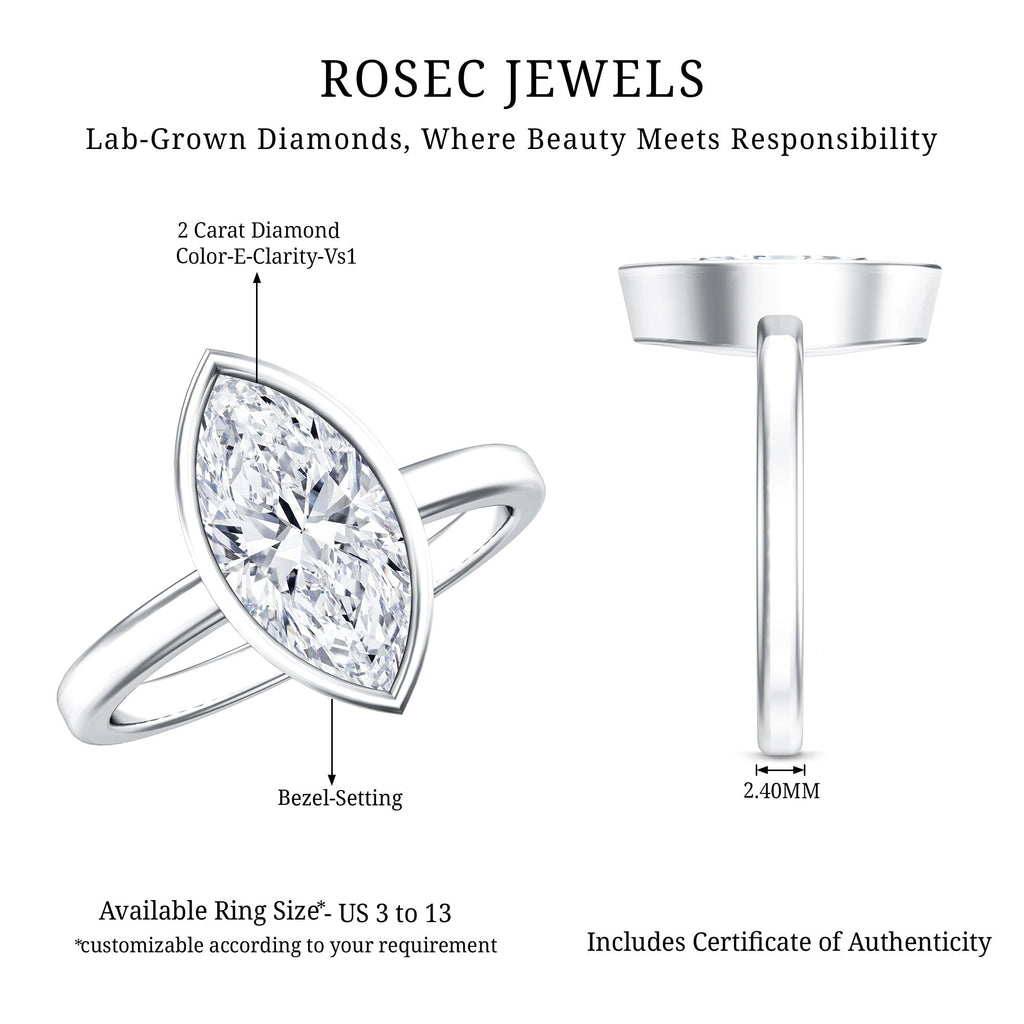 IGI Certified 2 Carat Lab Grown Diamond Marquise Ring For Engagement