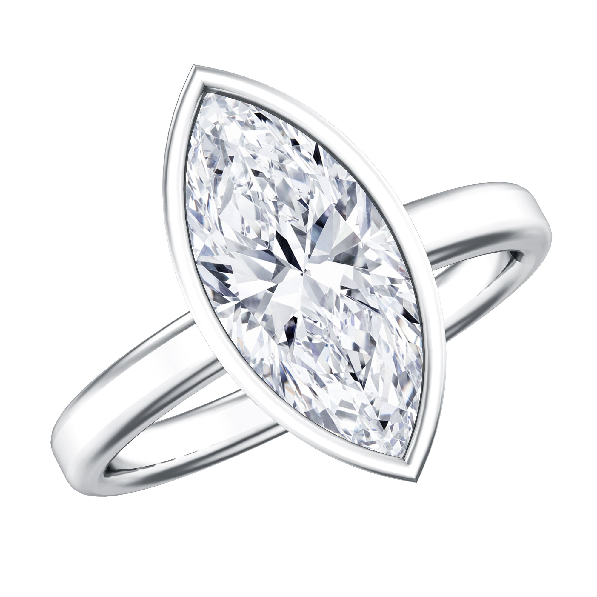 IGI Certified 3 Carat Solitaire Lab Grown Diamond Marquise Cut Engagement Ring
