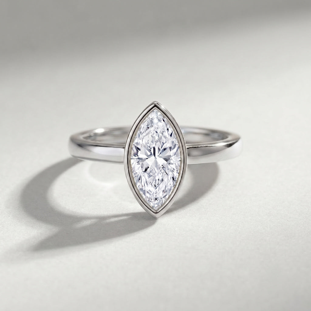 IGI Certified 3 Carat Solitaire Lab Grown Diamond Marquise Cut Engagement Ring