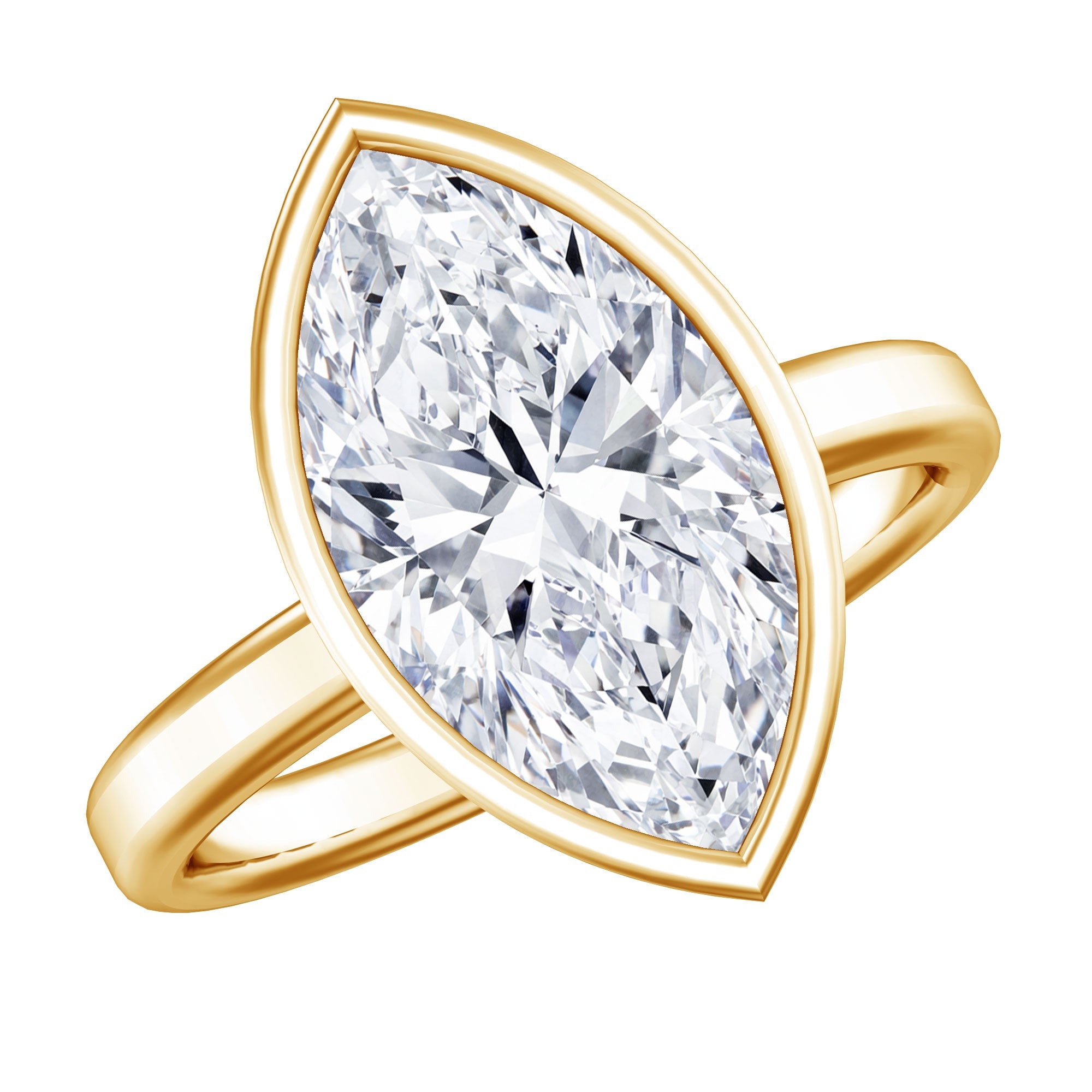 4 Carat Marquise Cut Lab Grown Diamond Bezel Engagement Ring with IGI Certificate | Rings | Wiccan Center
