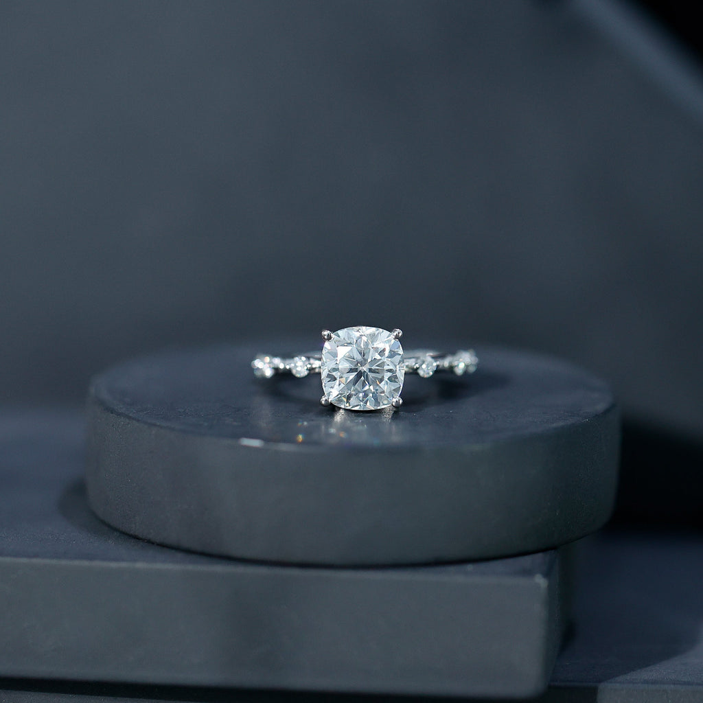 3 Carat IGI Certified Lab Grown Diamond Cushion Cut Engagement Ring for Women