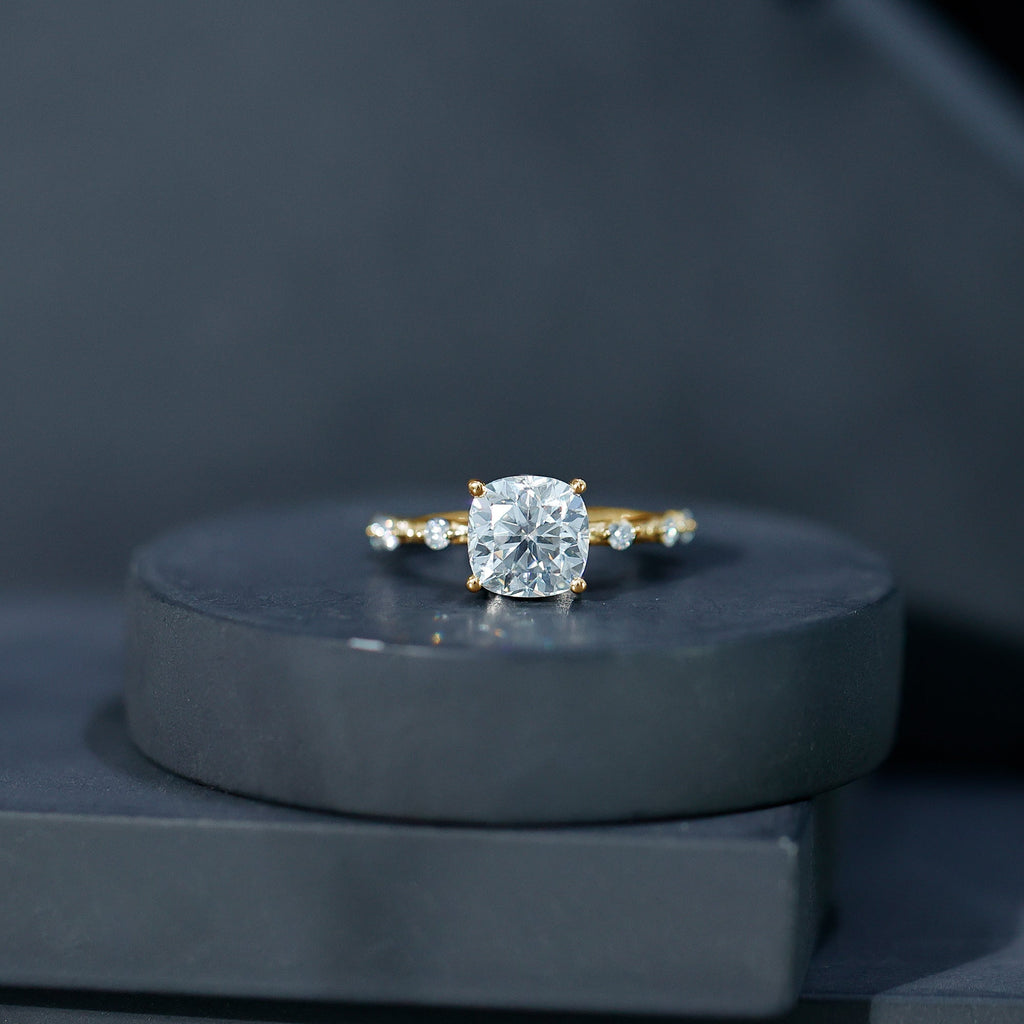 Cushion Cut 2 Carat Lab Grown Diamond Solitaire Engagement Ring with IGI Certificate