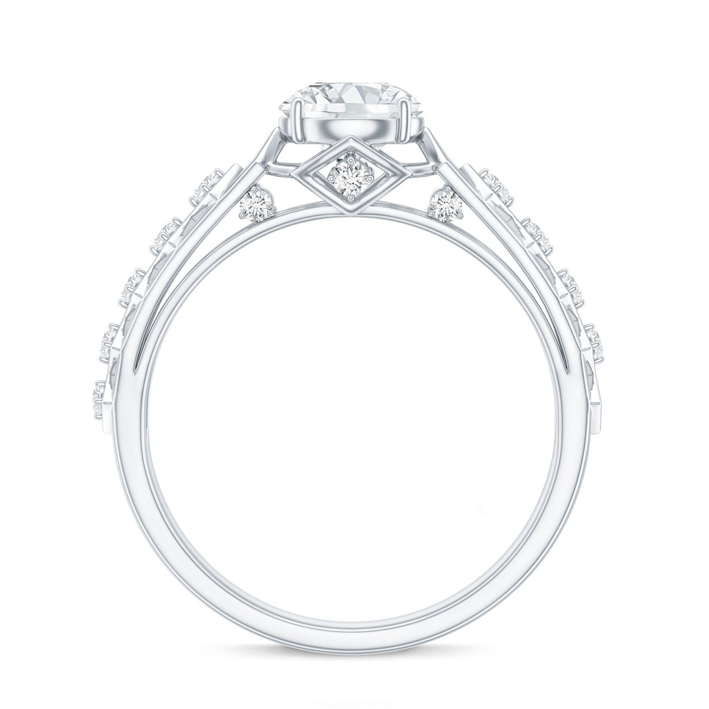 Round Cut Certified Moissanite Art Deco Engagement Ring