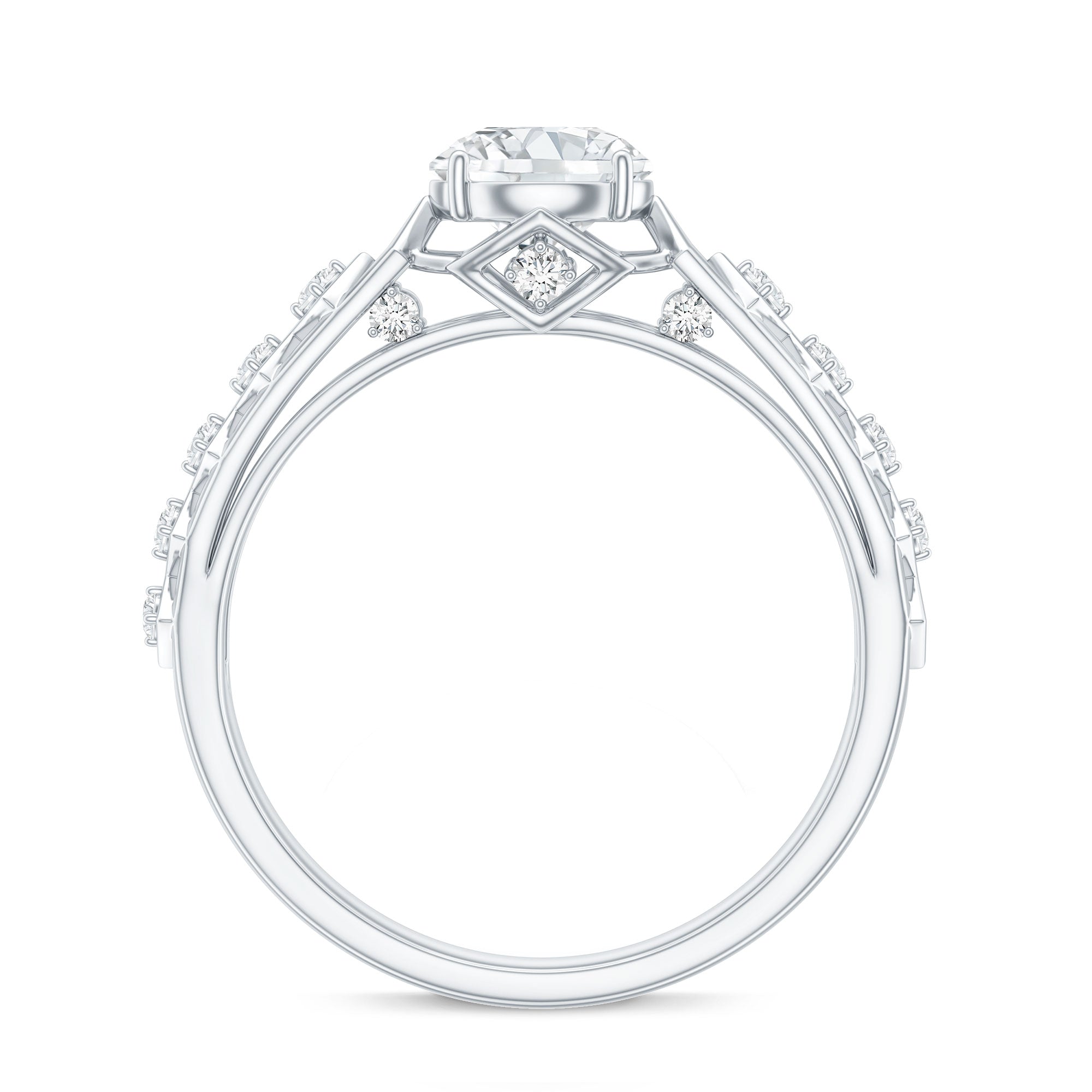 Round Cut Certified Moissanite Art Deco Engagement Ring