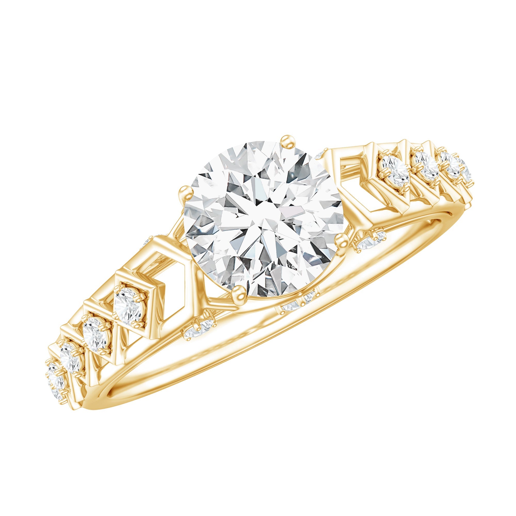 Round Cut Certified Moissanite Art Deco Engagement Ring | Rings | Wiccan Center