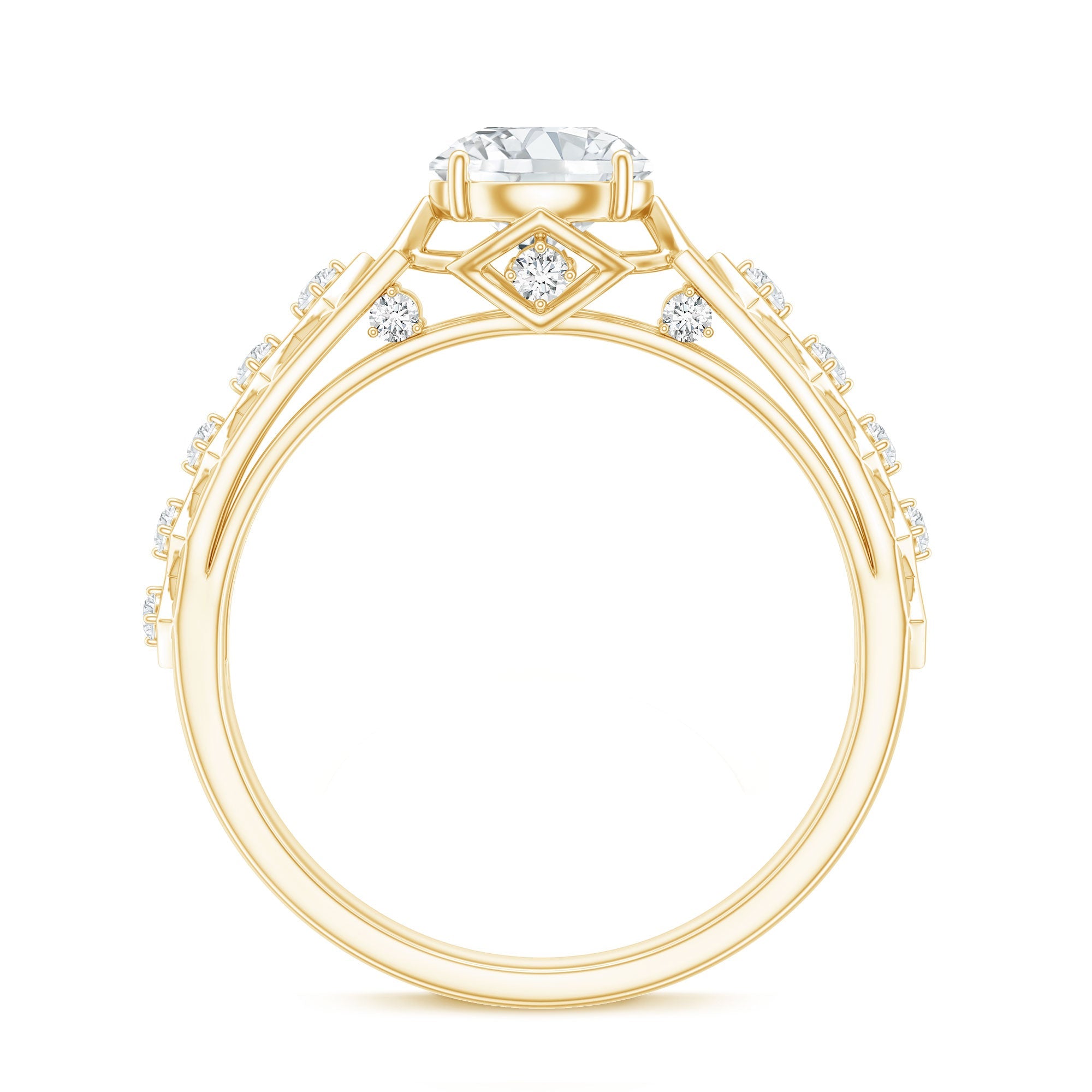 Round Cut Certified Moissanite Art Deco Engagement Ring