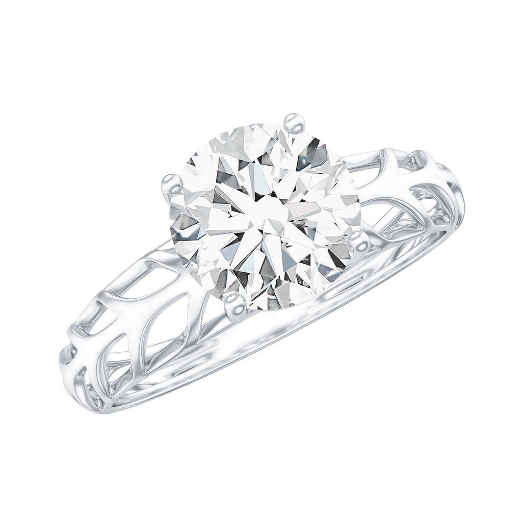 1 Carat Solitaire Moissanite Engagement Ring with Filigree Band