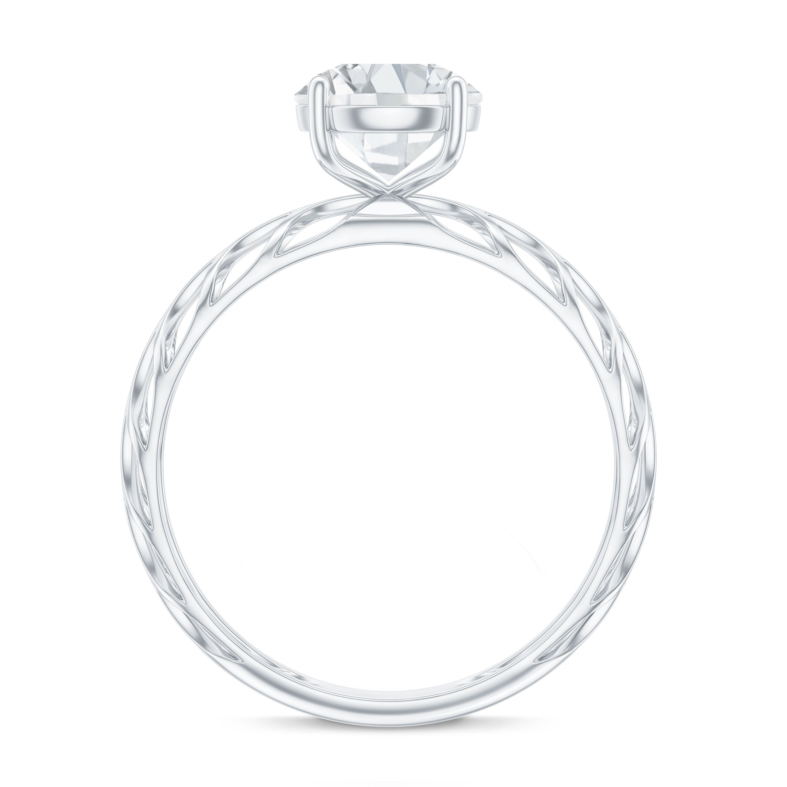 1 Carat Solitaire Moissanite Engagement Ring with Filigree Band