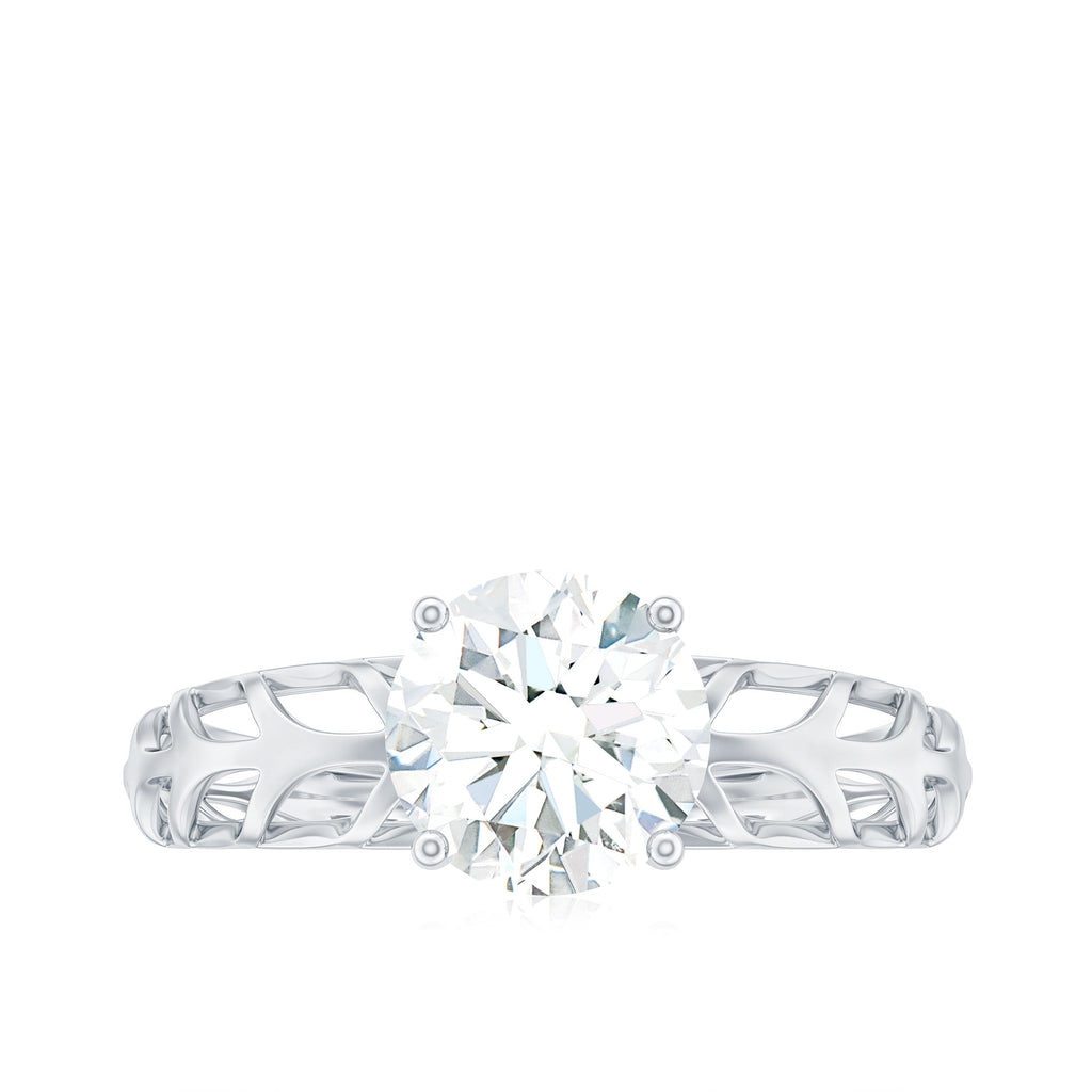 1 Carat Solitaire Moissanite Engagement Ring with Filigree Band
