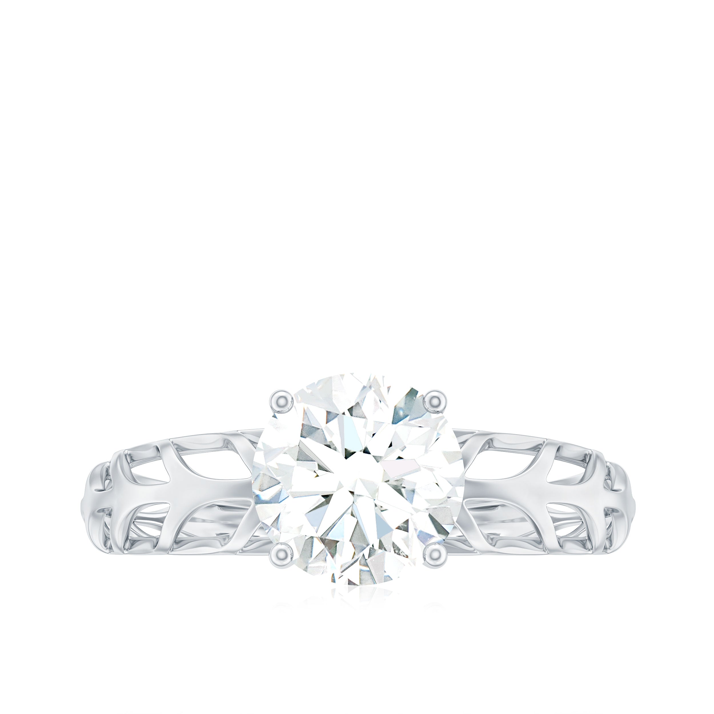1 Carat Solitaire Moissanite Engagement Ring with Filigree Band