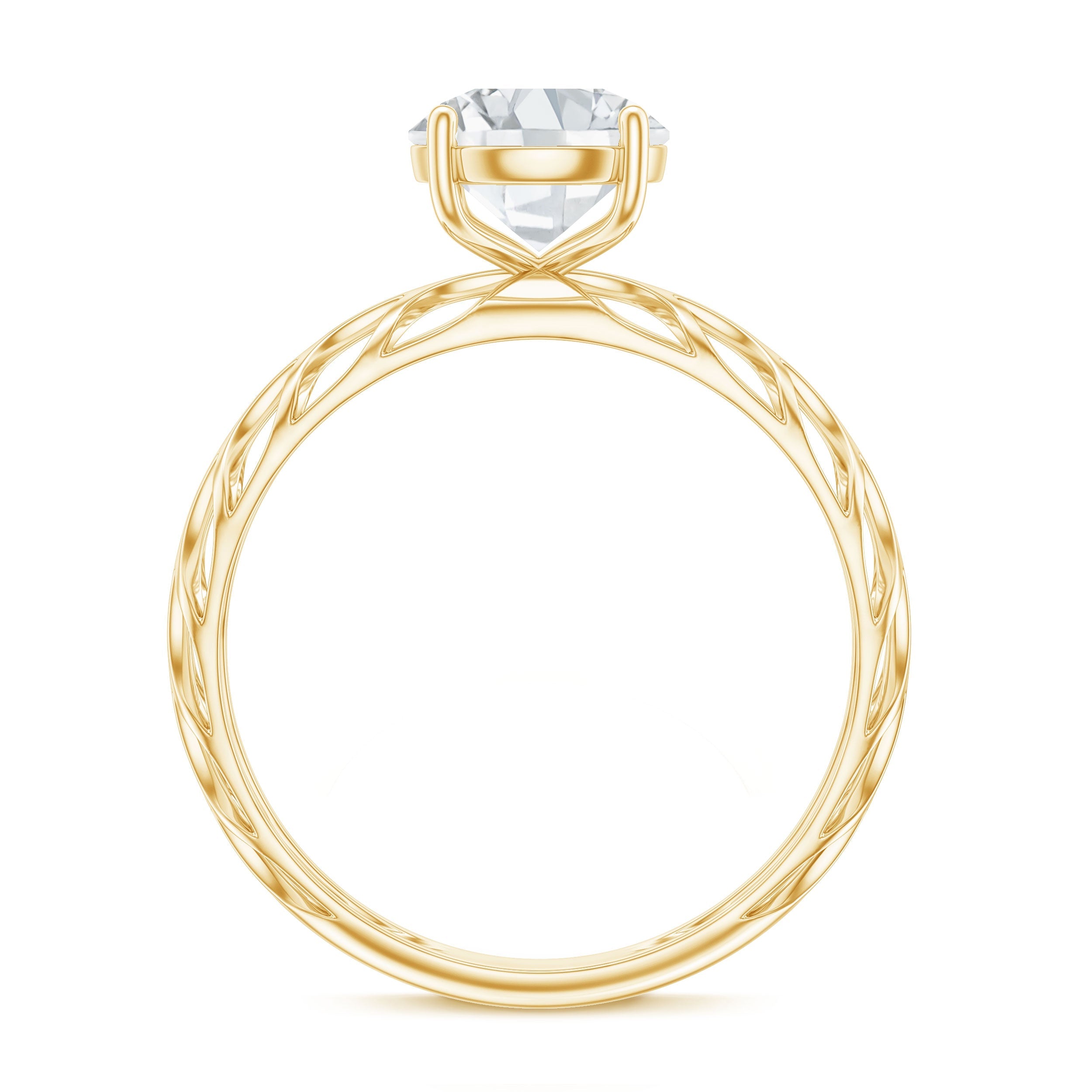 1 Carat Solitaire Moissanite Engagement Ring with Filigree Band