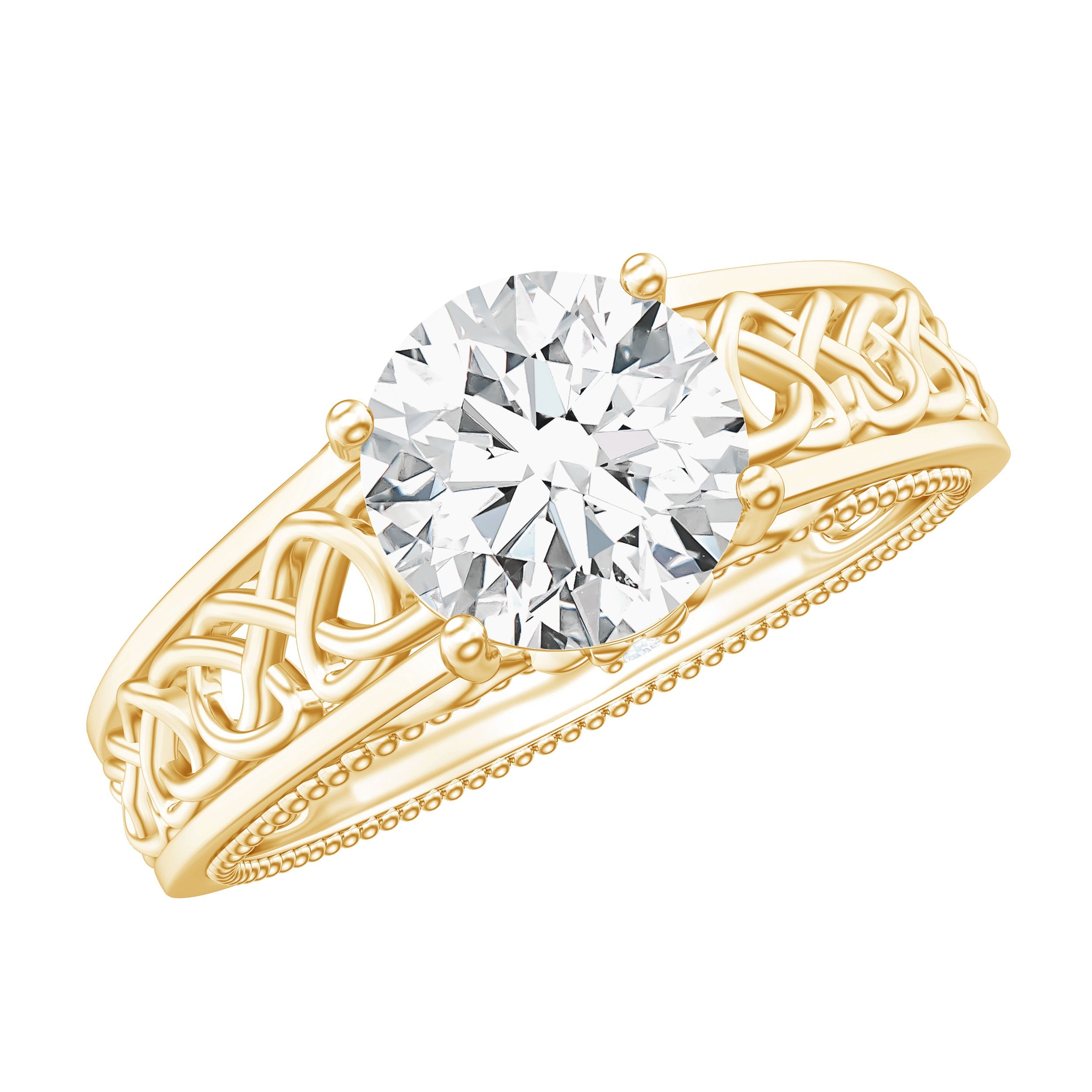 Moissanite Vintage Style Engagement Ring with Celtic Details | Rings | Wiccan Center