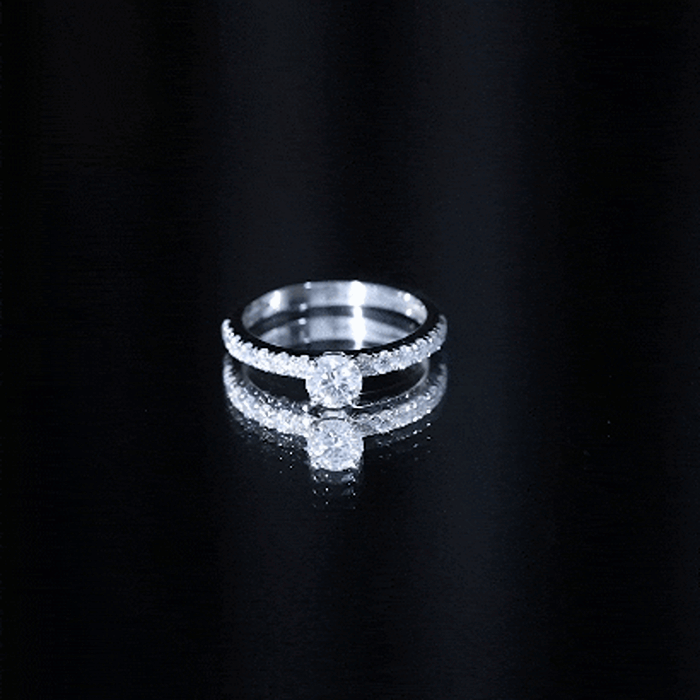 Certified 5 MM Moissanite Traditional Engagement Ring with Side Stones | Rings | Wiccan Center
