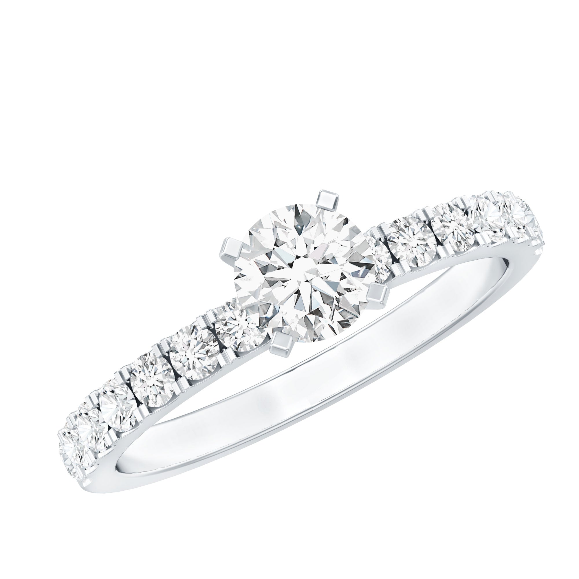 Certified 5 MM Moissanite Traditional Engagement Ring with Side Stones | Rings | Wiccan Center