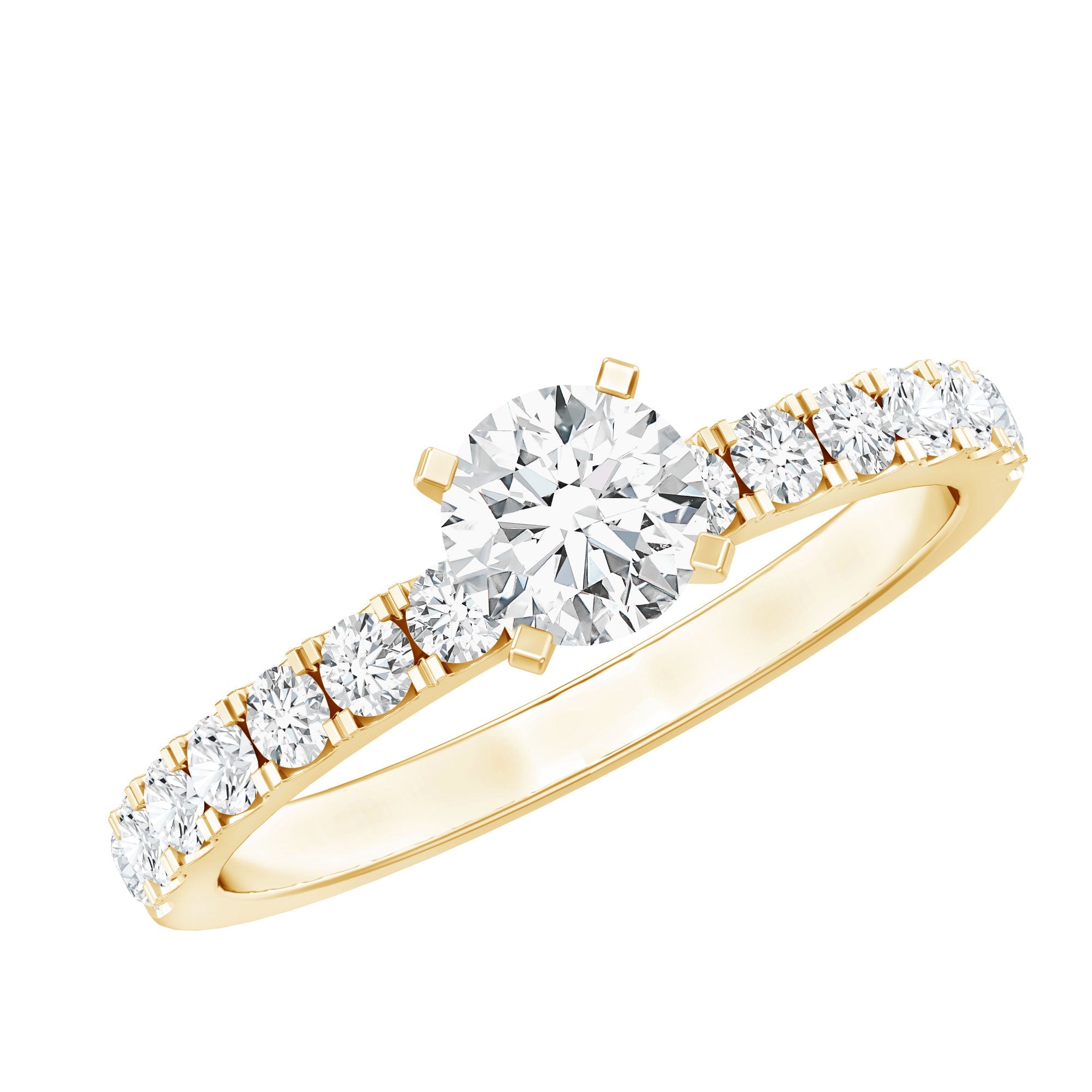 Certified 5 MM Moissanite Traditional Engagement Ring with Side Stones | Rings | Wiccan Center