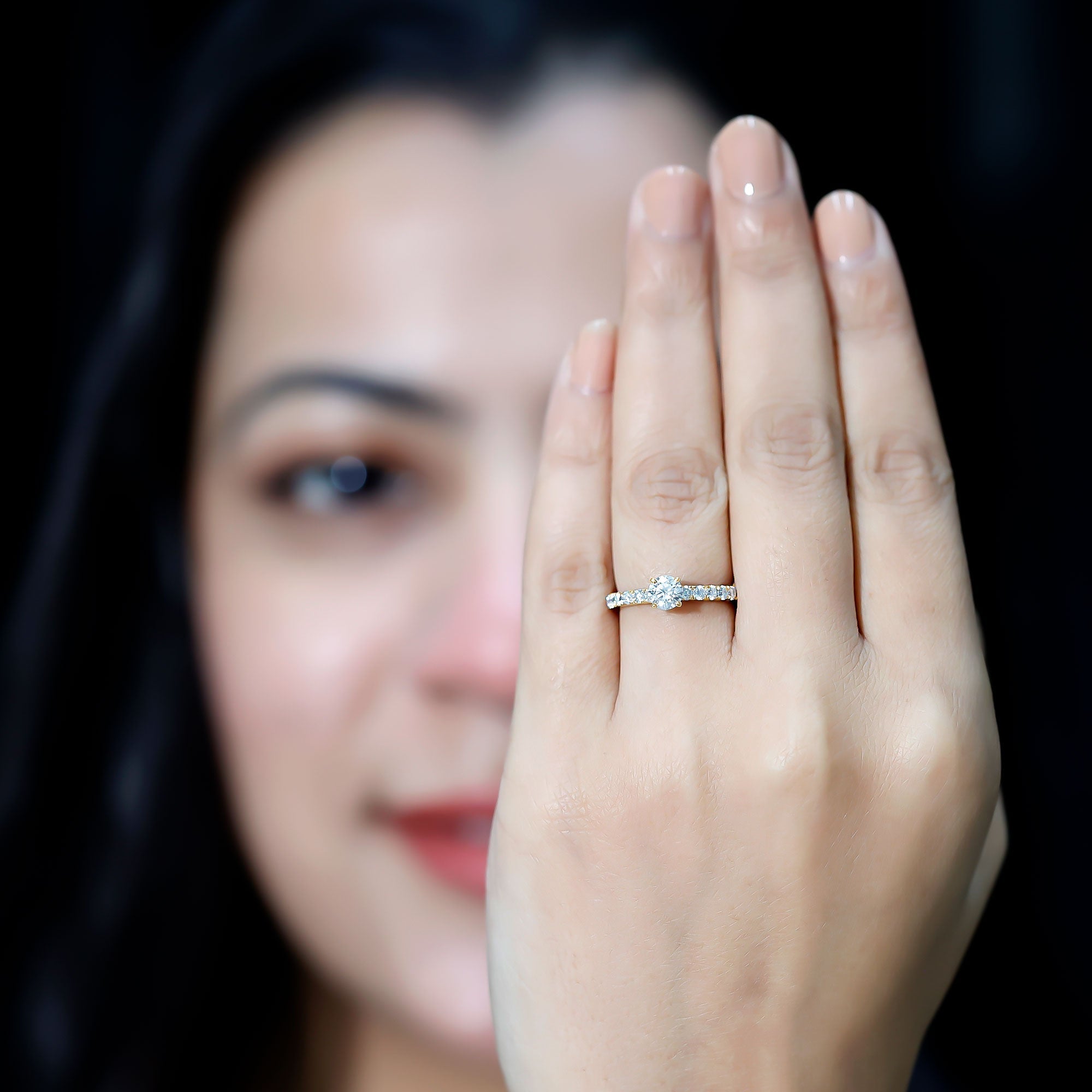 Certified 5 MM Moissanite Traditional Engagement Ring with Side Stones | Rings | Wiccan Center