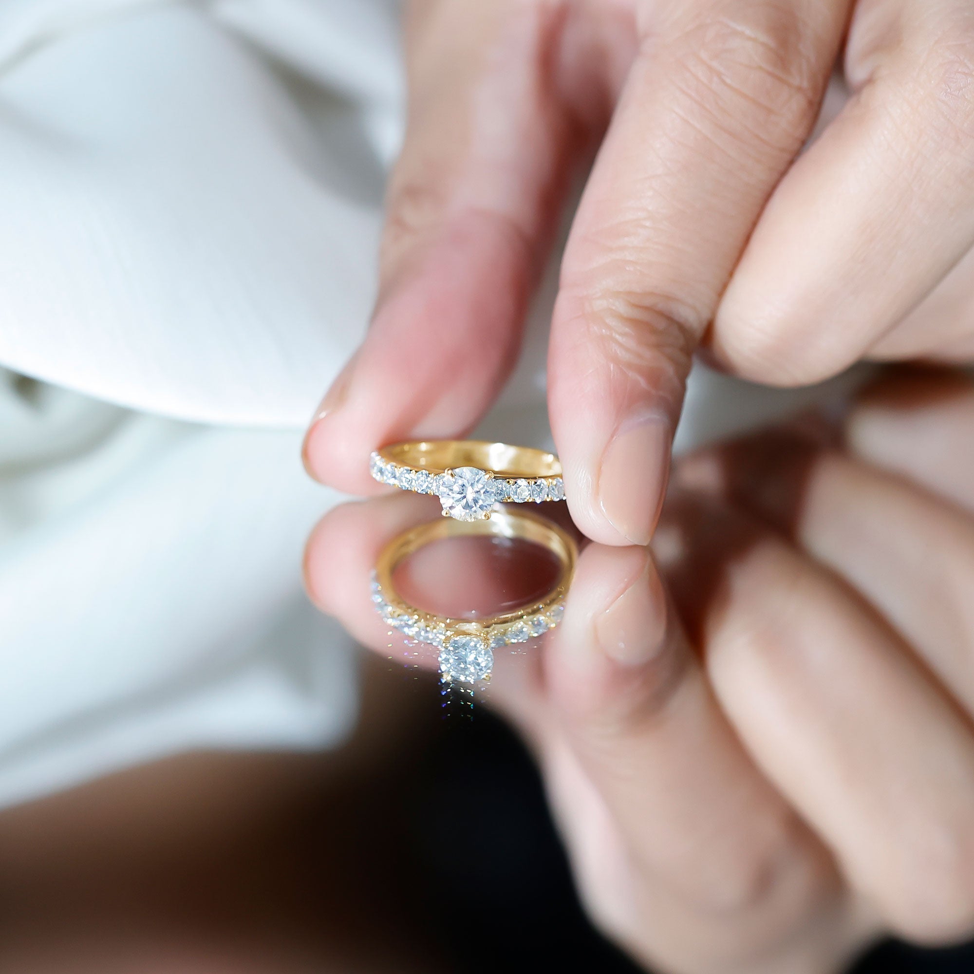 Certified 5 MM Moissanite Traditional Engagement Ring with Side Stones | Rings | Wiccan Center