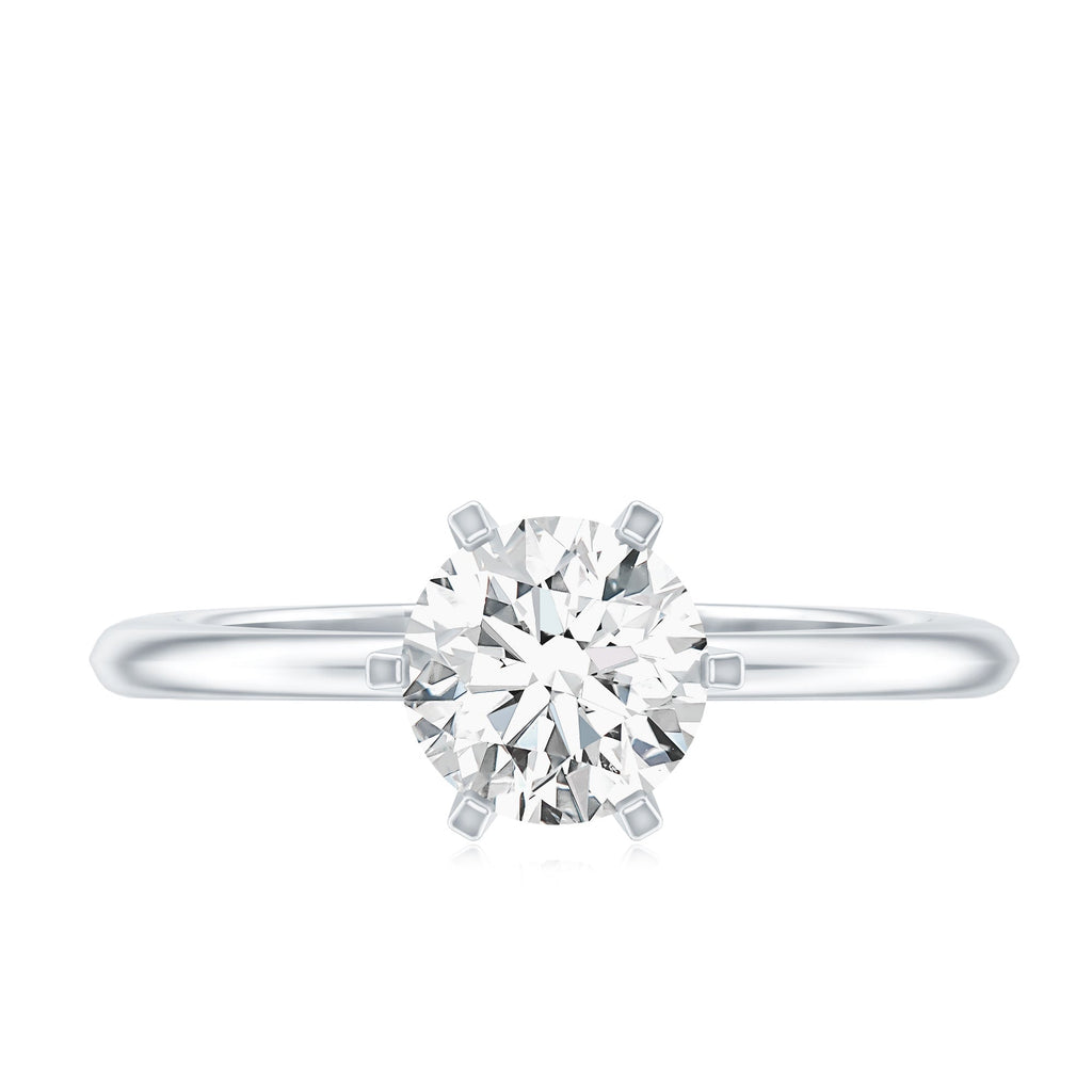 Certified 1 CT Moissanite Round Solitaire Engagement Ring