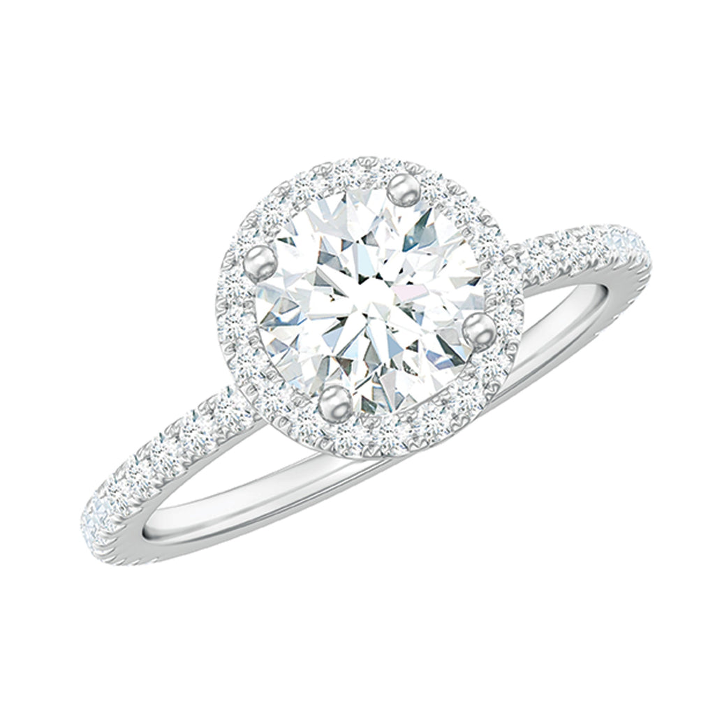 Certified Moissanite Halo Engagement Ring for Her
