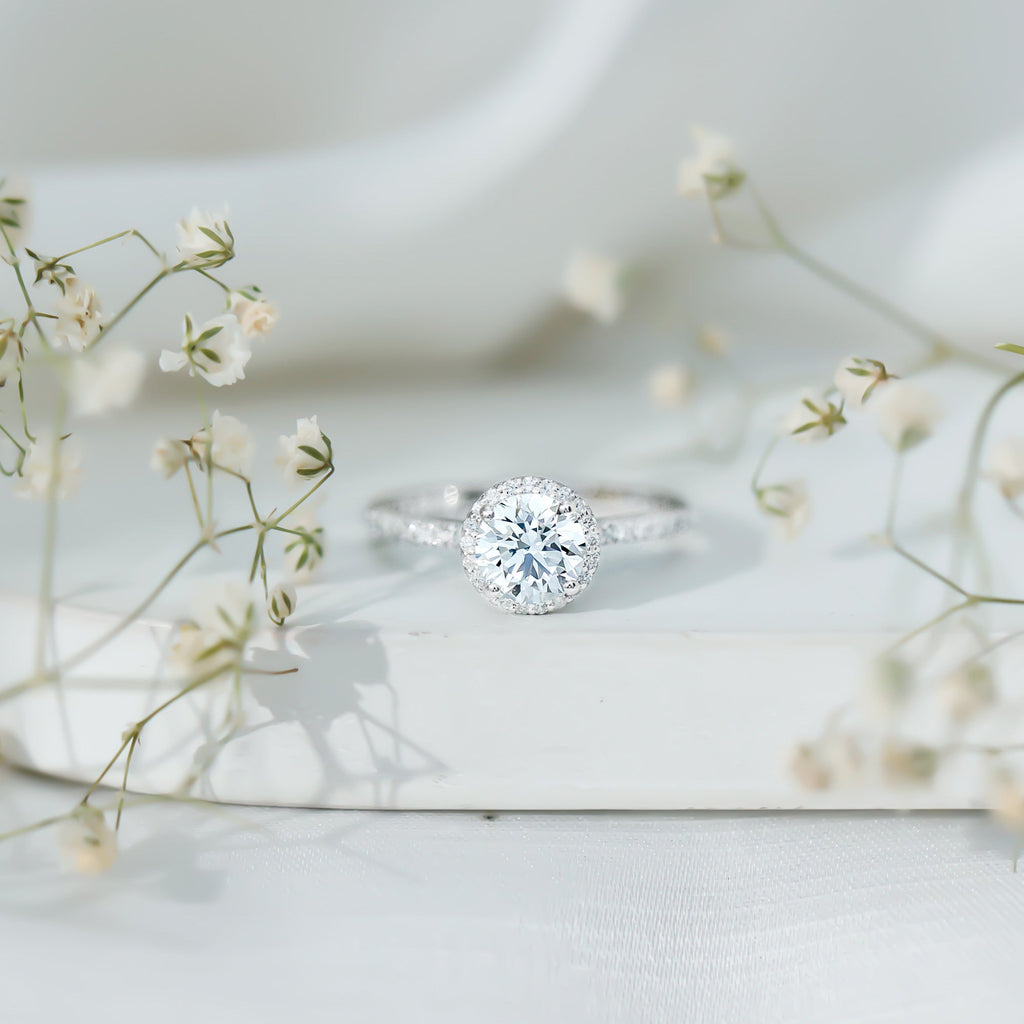 Certified Moissanite Halo Engagement Ring for Her
