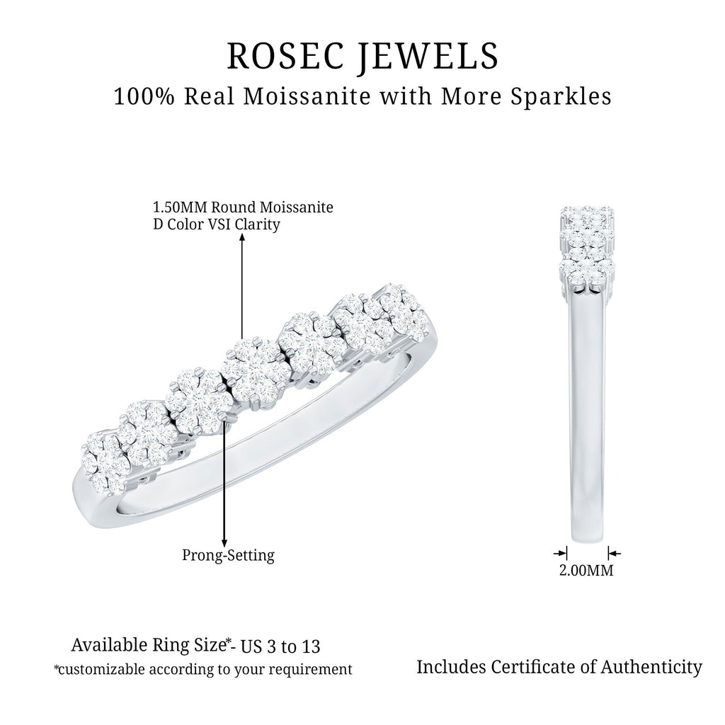Minimalist Moissanite Flower Wedding Band for Women