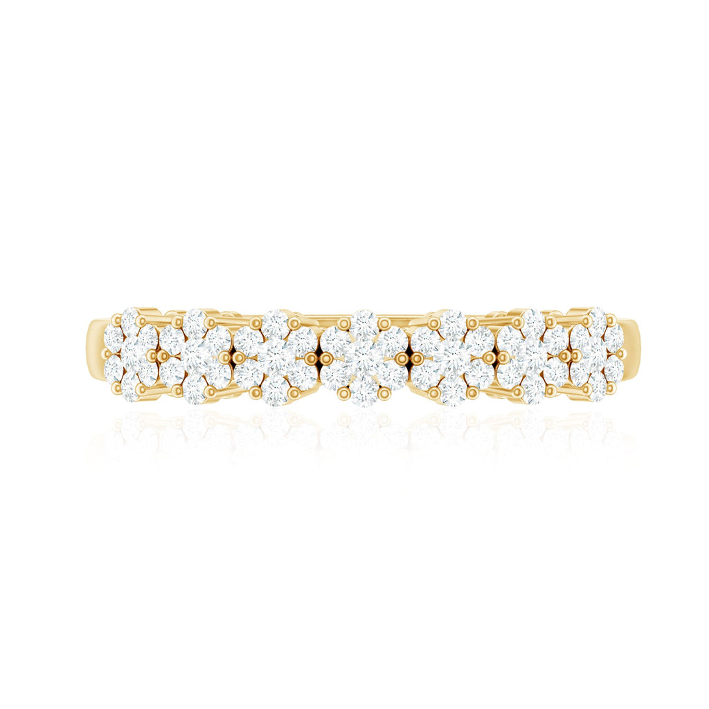 Minimalist Moissanite Flower Wedding Band for Women