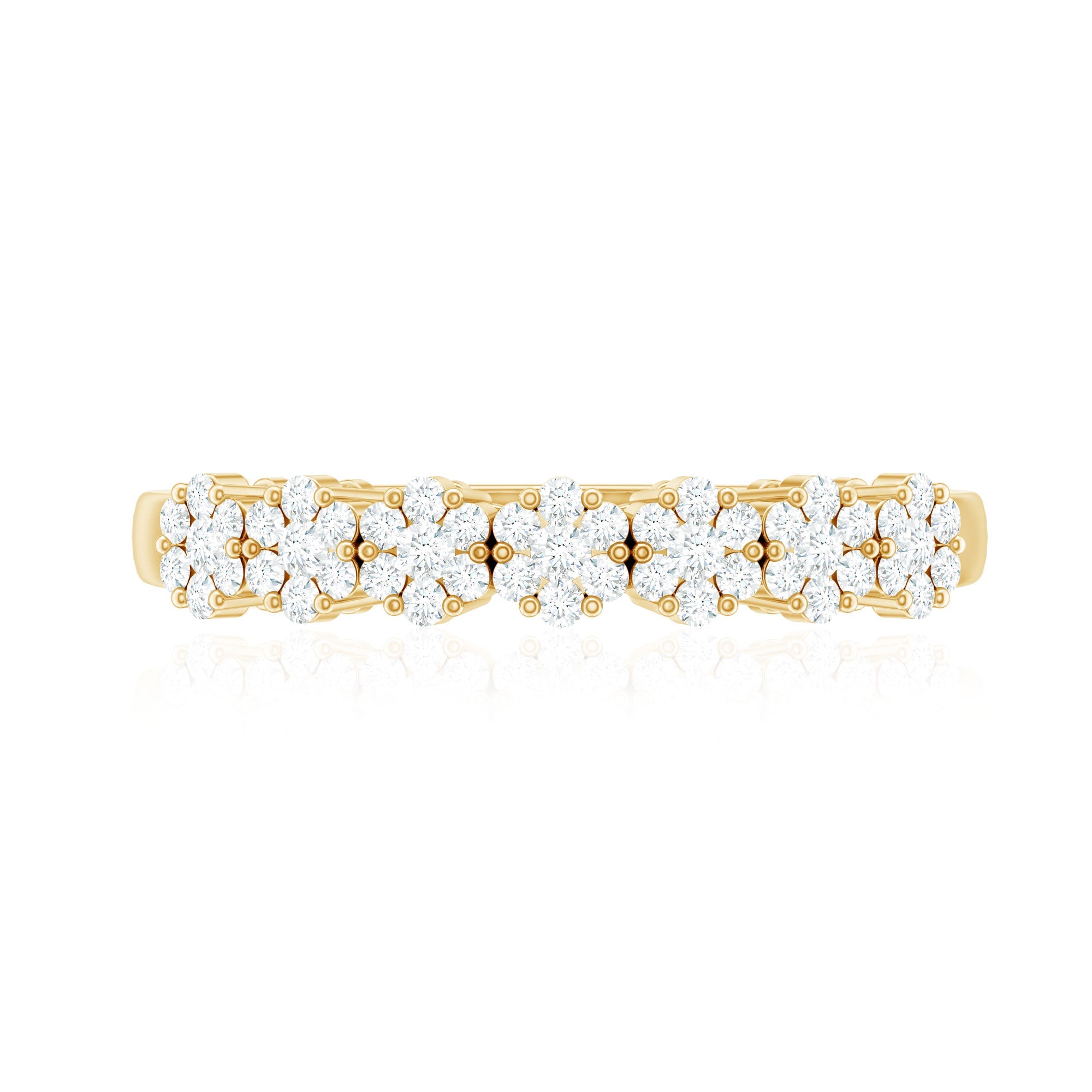 Minimalist Moissanite Flower Wedding Band for Women