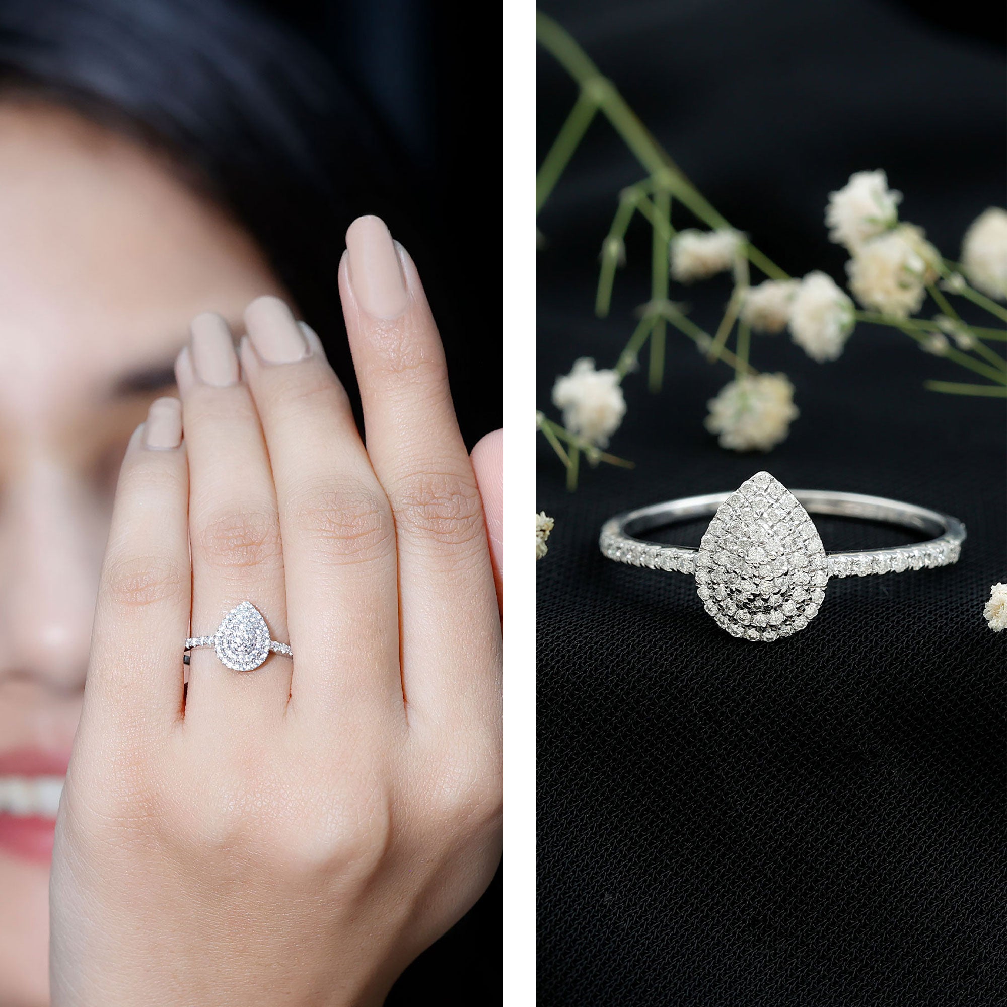 Diamond Pear Shaped Engagement Ring