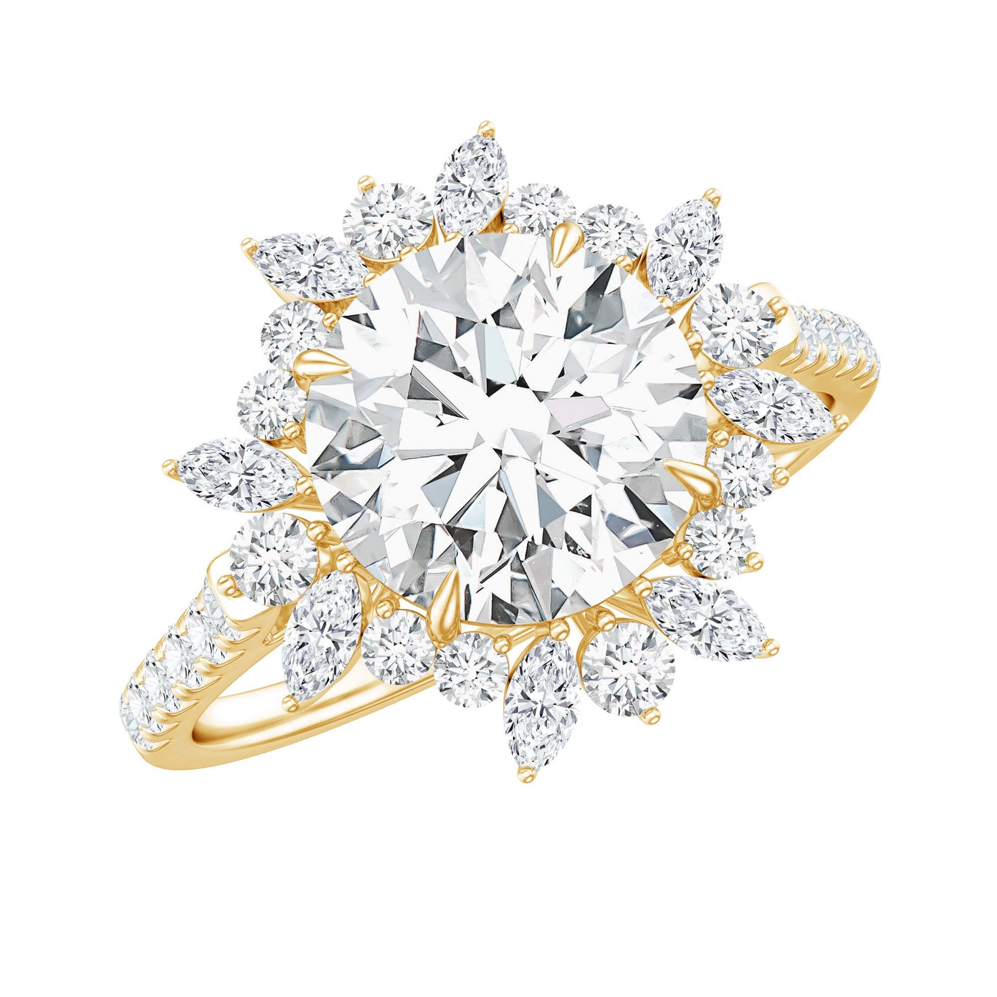 Certified Round Moissanite Halo Engagement Ring for Her | Rings | Wiccan Center