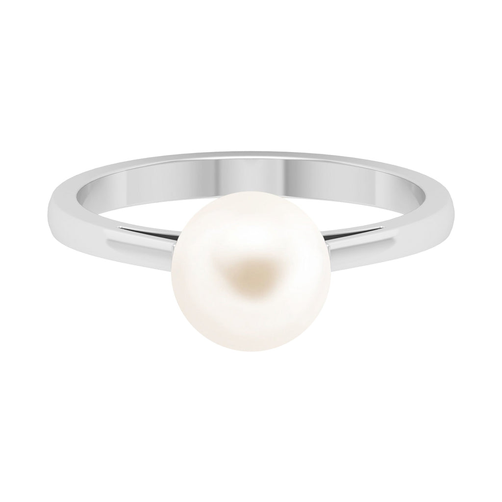 7.4 Carat Freshwater White Pearl Solitaire Engagement Ring