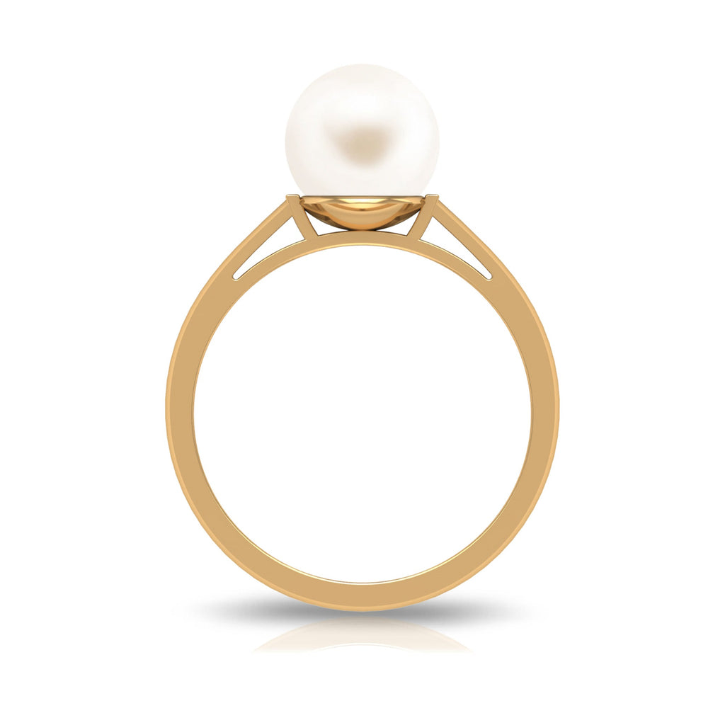 7.4 Carat Freshwater White Pearl Solitaire Engagement Ring