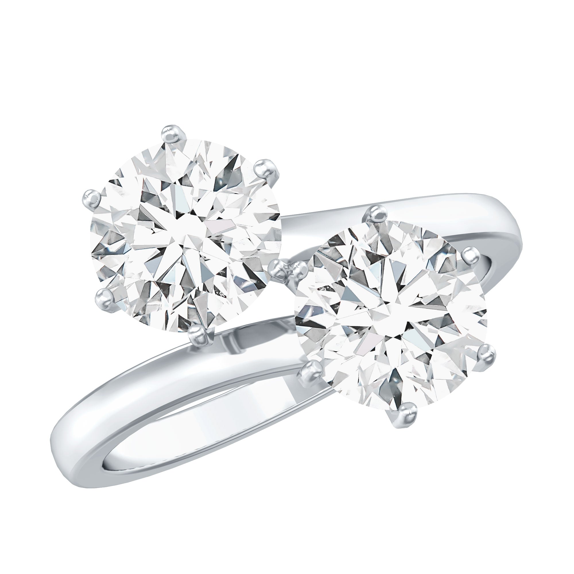 7 MM Round Certified Moissanite Toi et Moi Engagement Ring