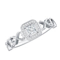 Real Princess Cut Diamond Infinity Heart Engagement Ring
