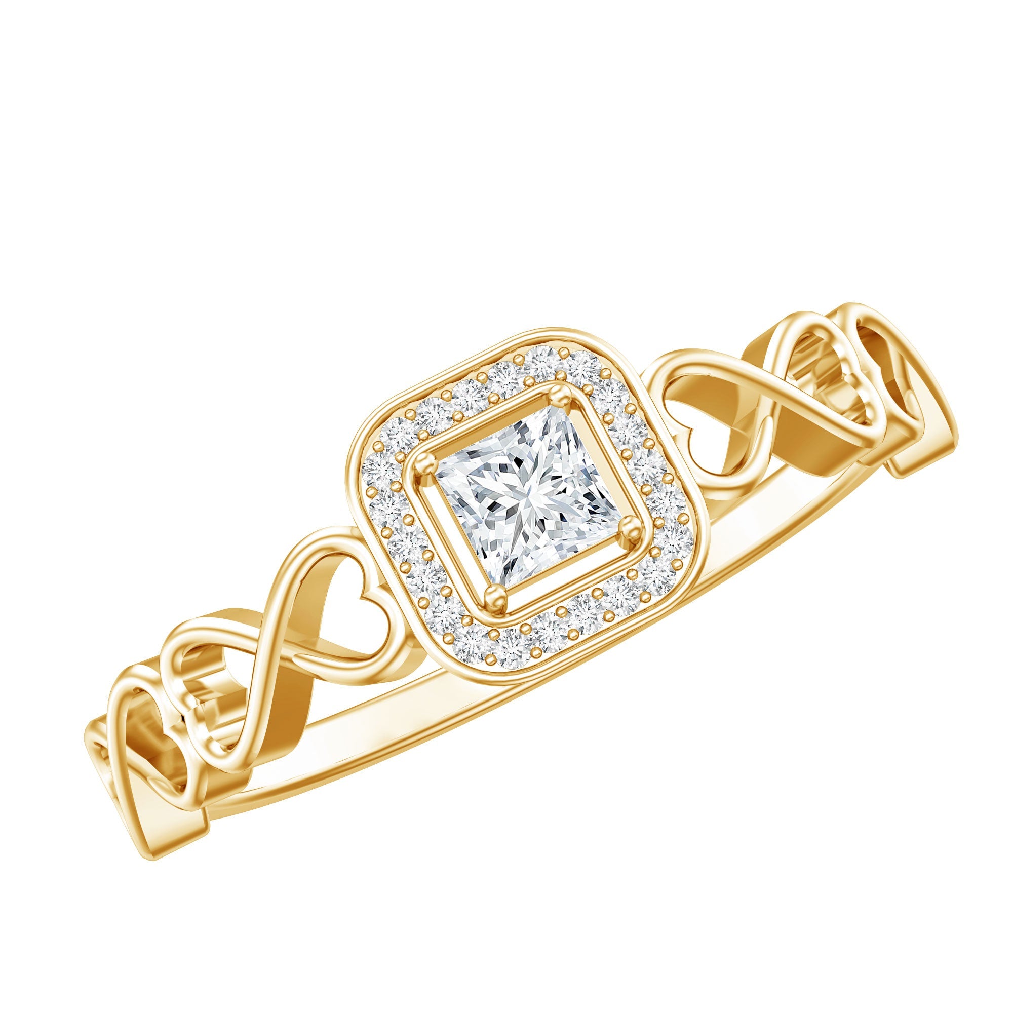 Real Princess Cut Diamond Infinity Heart Engagement Ring | Rings | Wiccan Center