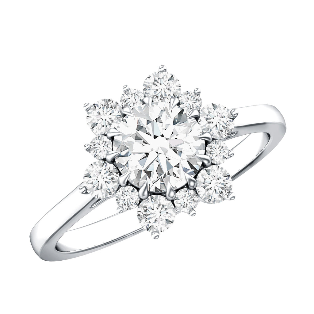 Claw Set Moissanite Halo Engagement Ring with Certificate