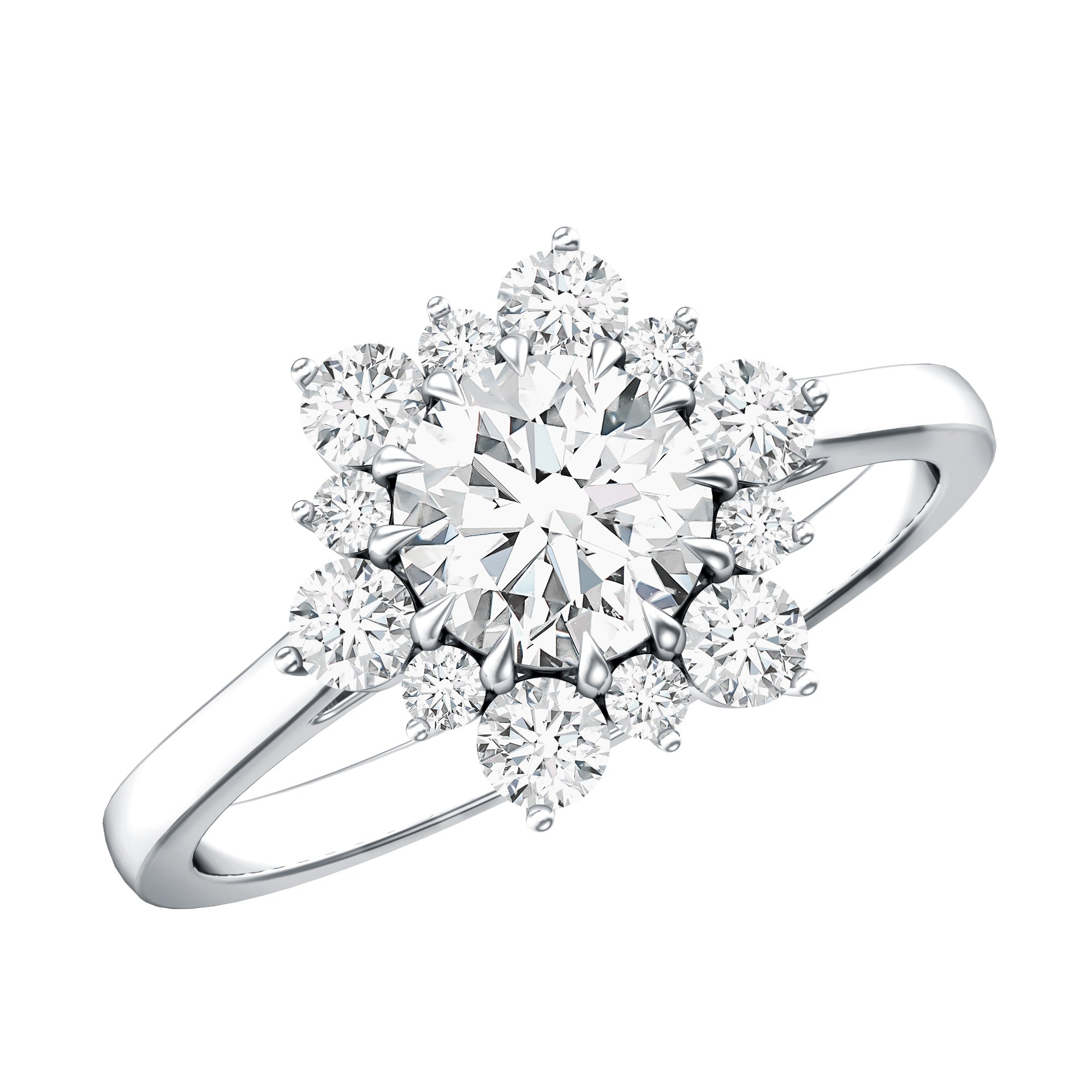 Claw Set Moissanite Halo Engagement Ring with Certificate