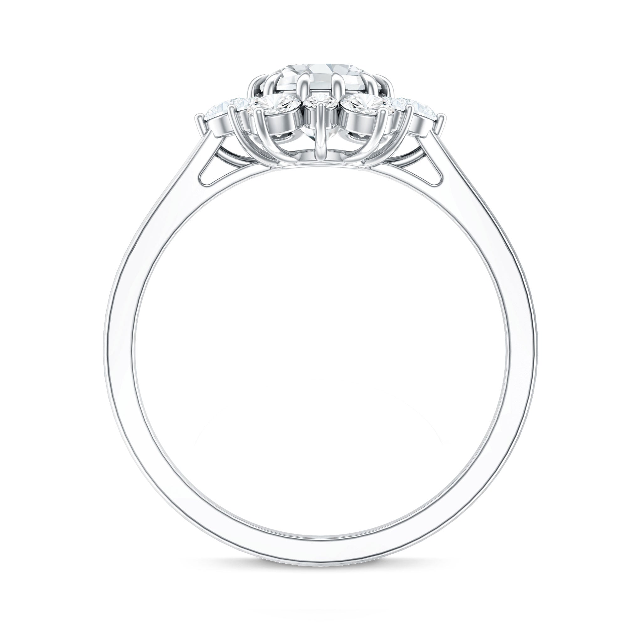 Claw Set Moissanite Halo Engagement Ring with Certificate