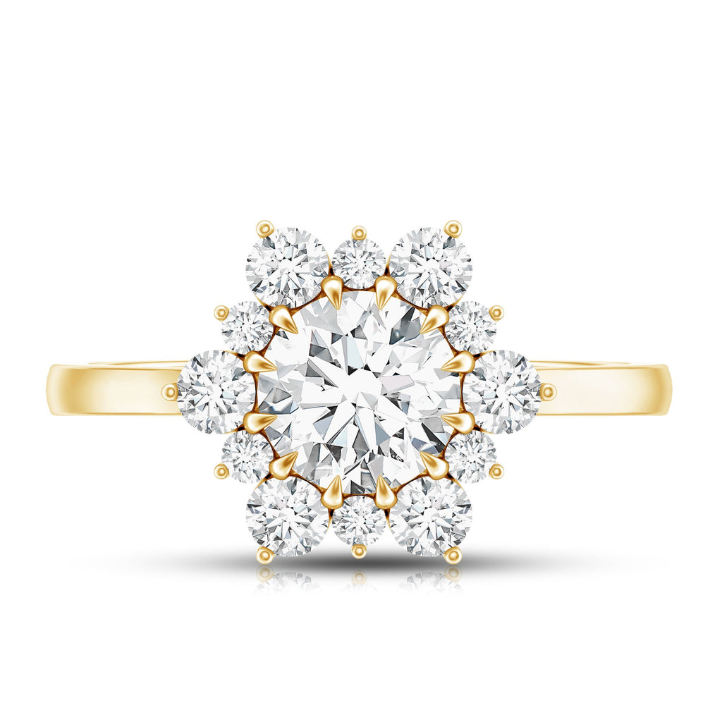 Claw Set Moissanite Halo Engagement Ring with Certificate