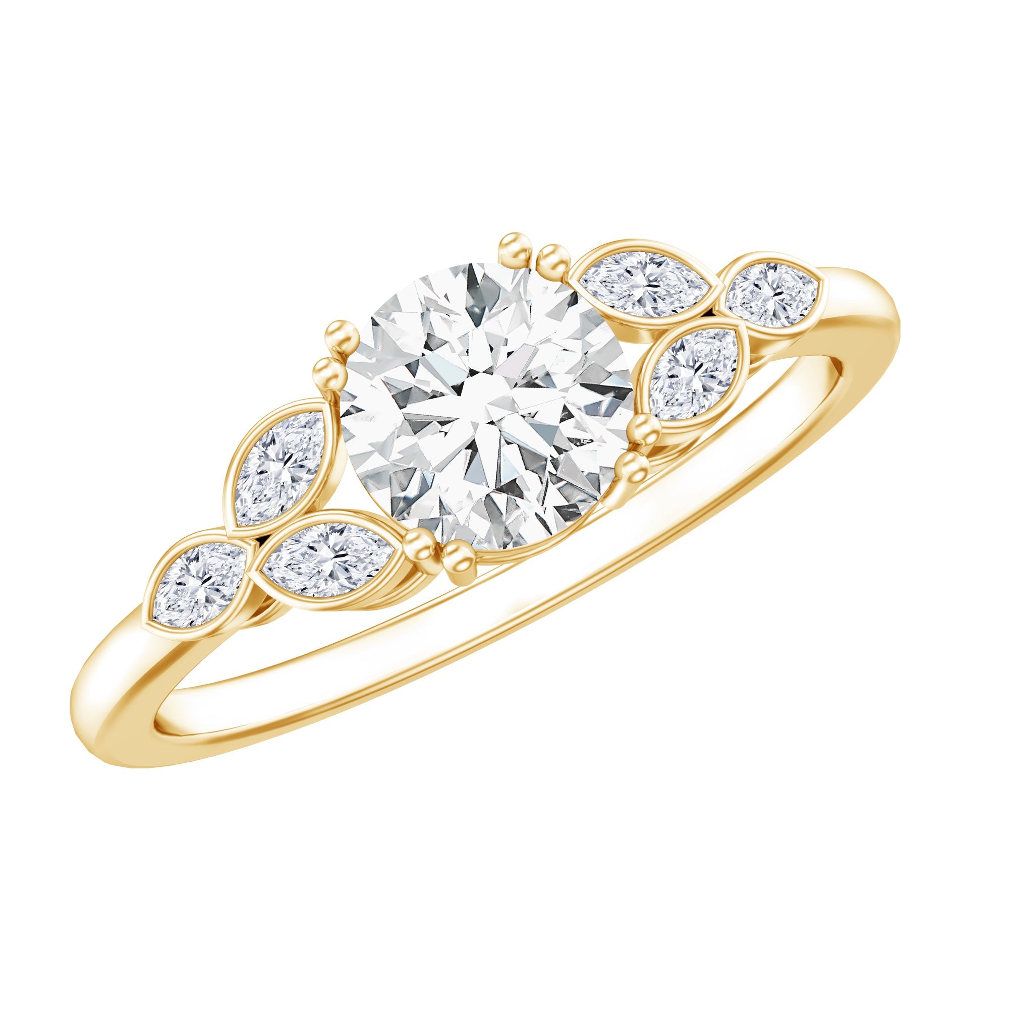 Certified Moissanite Solitaire Engagement Ring with Trio | Rings | Wiccan Center
